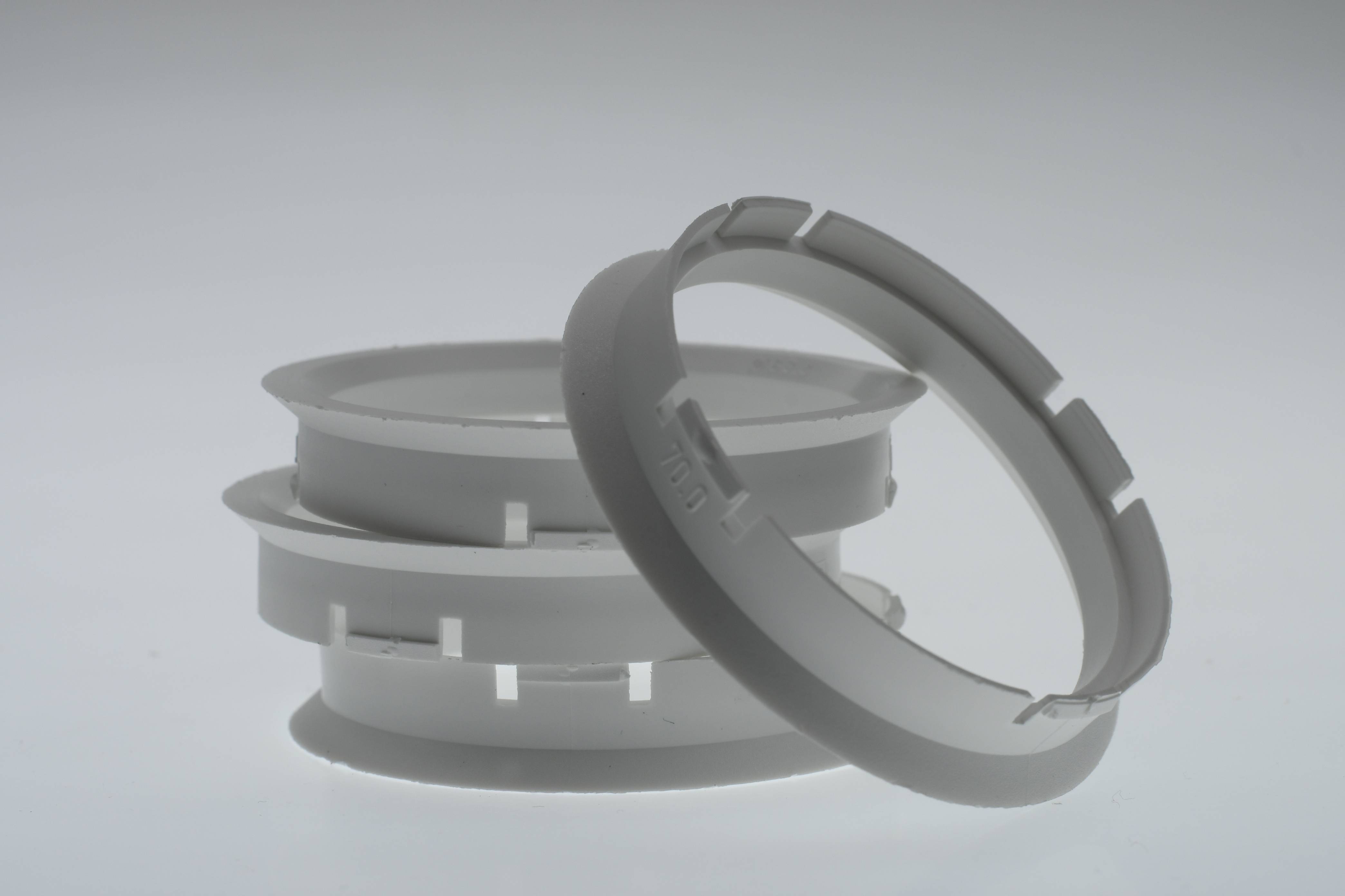 4x BRANDT Zentrierringe 70,0 x 63,4 mm Weiß Radnabe Felgen Ringe + 1x Reifen Kreide Fett Stift