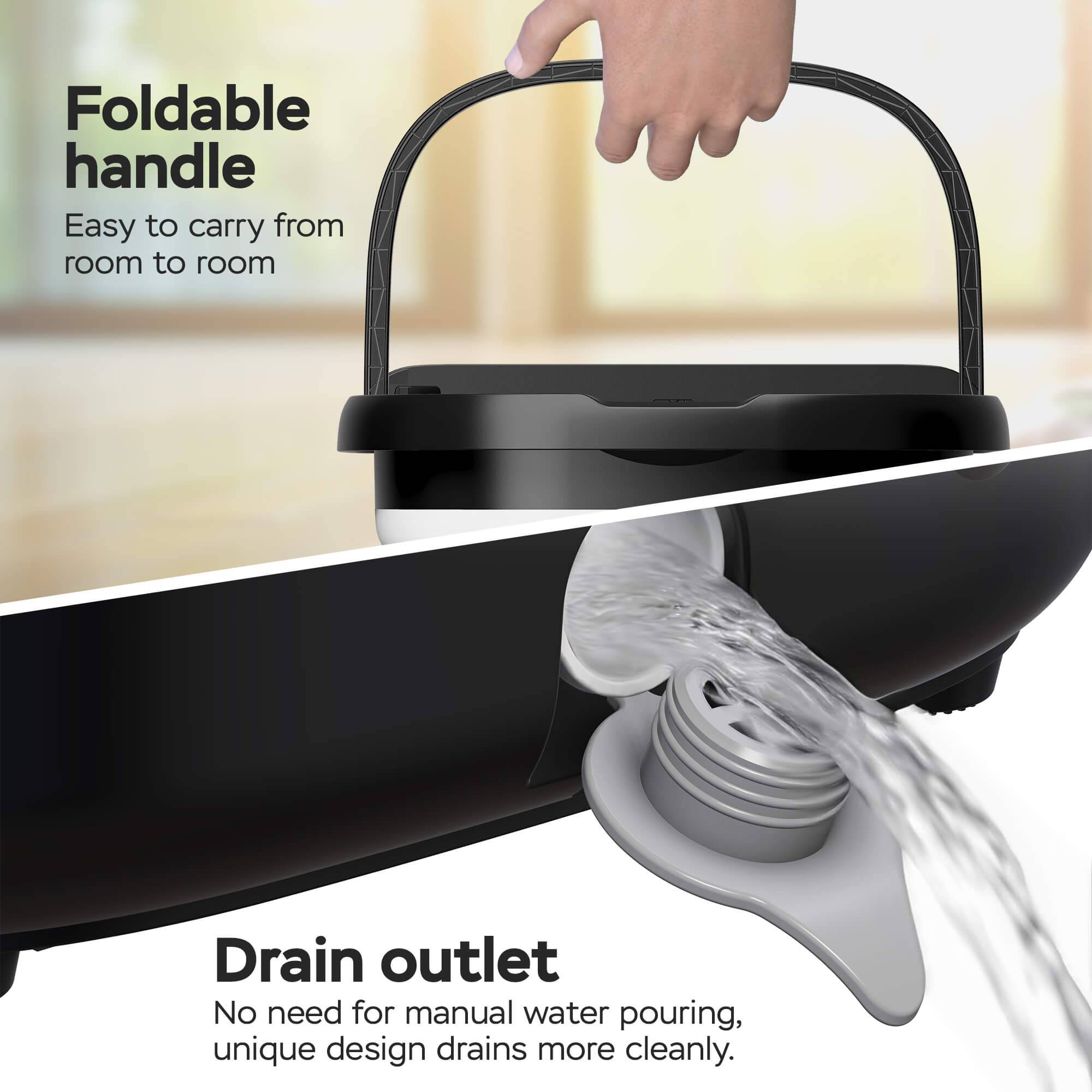 Fußsprudelbad 500W Fußmassagegerät 3 Programme, Fußmassagebad 6 Rollen + 20 Düsen Infrarot- und Heizfunktion Fuß Massage faltbar beheizt