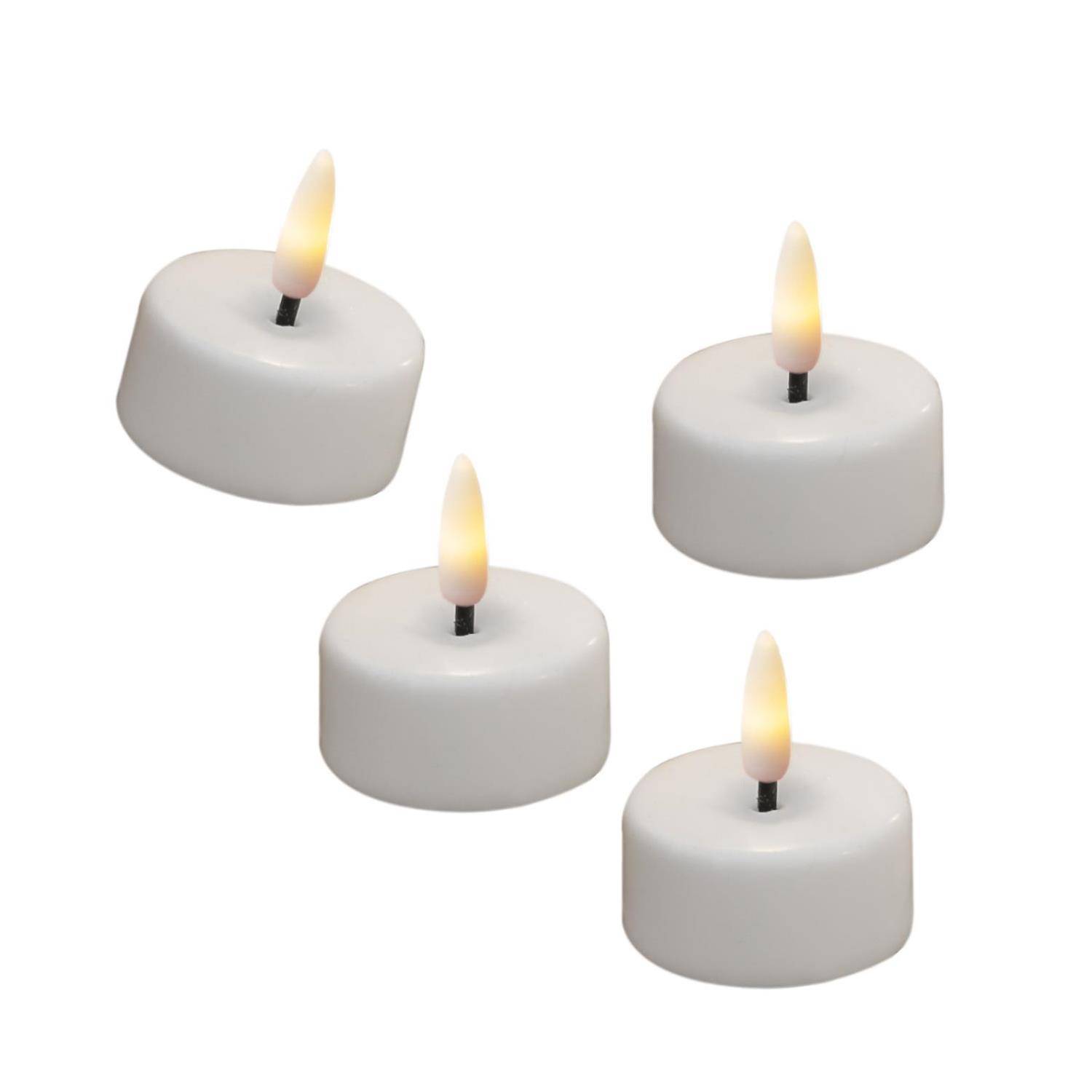 LED Mini Teelichter Deluxe Homeart flackernd mit Batterien D: 3,5cm weiß 4 Stück