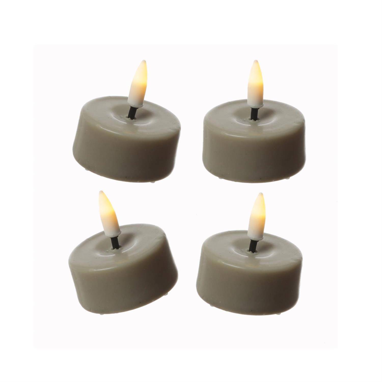 LED Mini Teelichter Deluxe Homeart flackernd mit Batterien D: 3,5cm sand 4 Stück