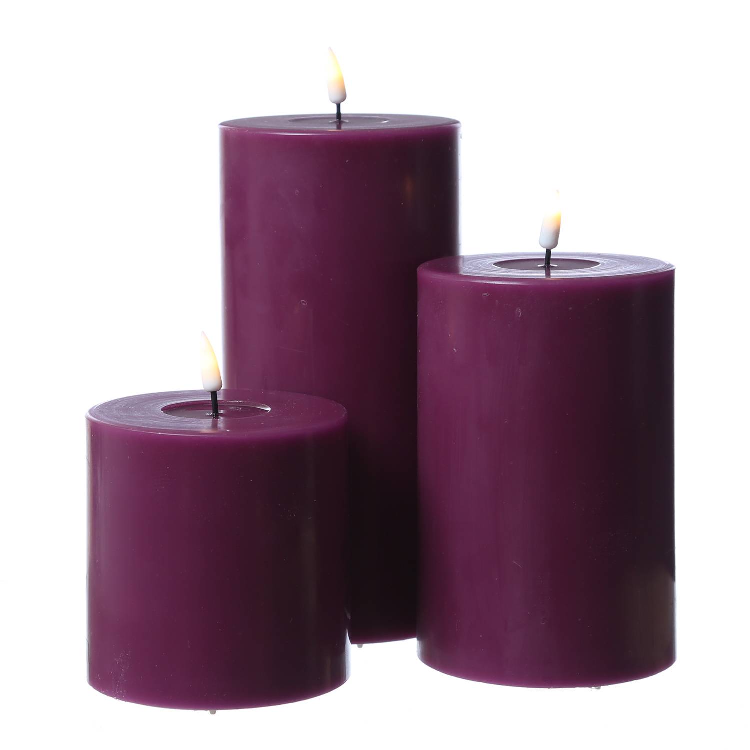 LED Kerze Mia Deluxe Homeart Echtwachs flackernd H: 10cm D: 10cm beerenrot
