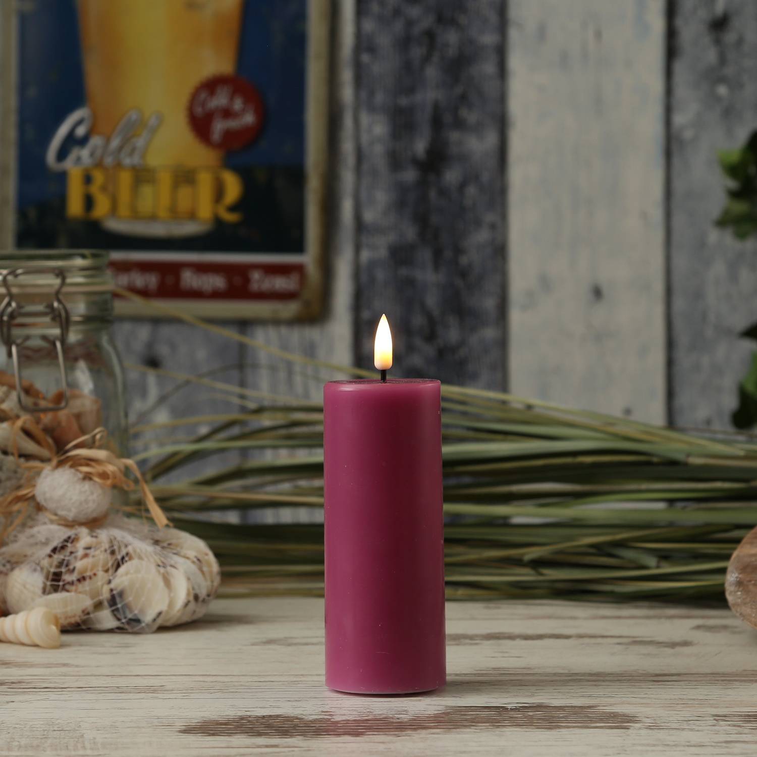 LED Kerze Mia Deluxe Homeart Echtwachs flackernd H: 12,5cm D: 5cm malve