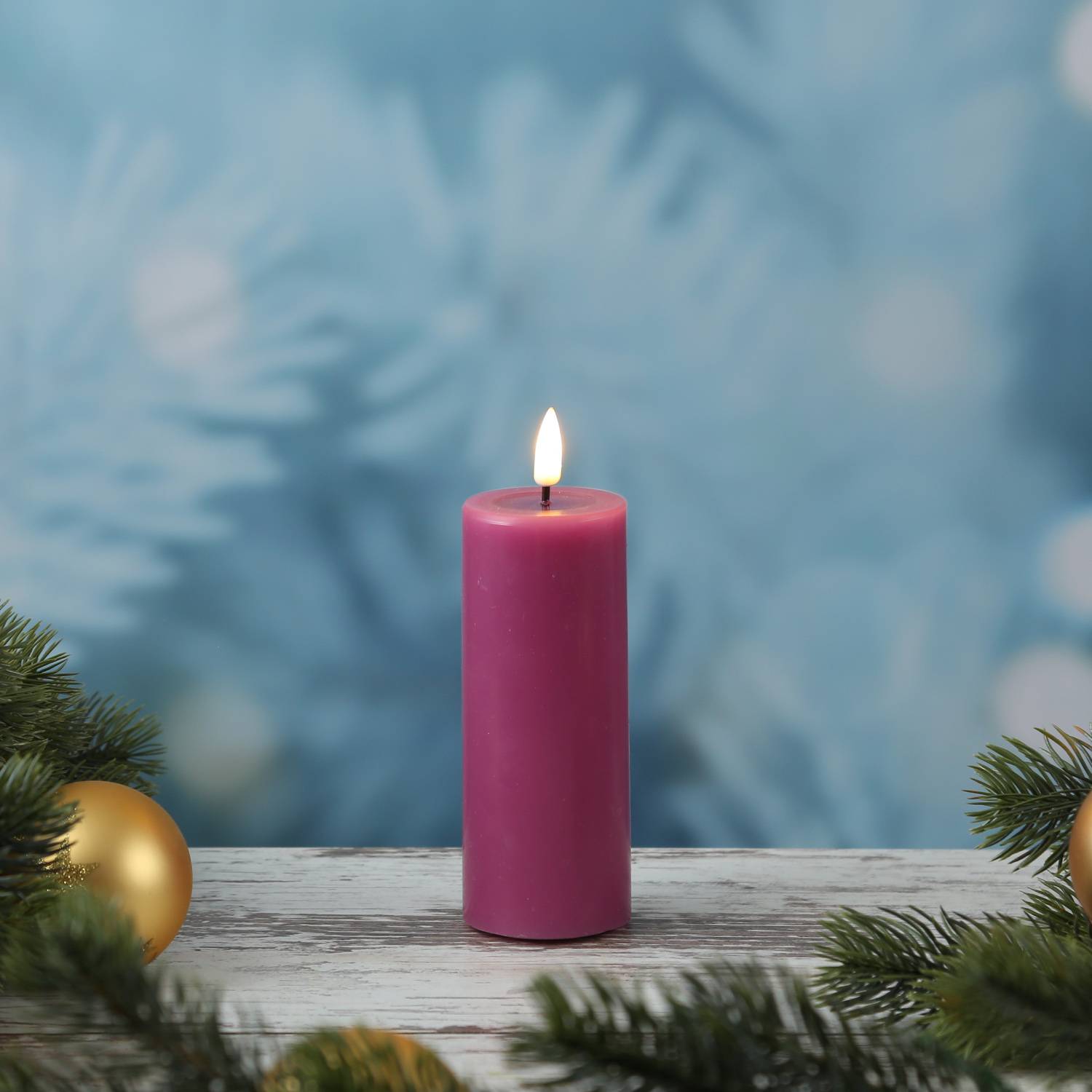 LED Kerze Mia Deluxe Homeart Echtwachs flackernd H: 12,5cm D: 5cm malve