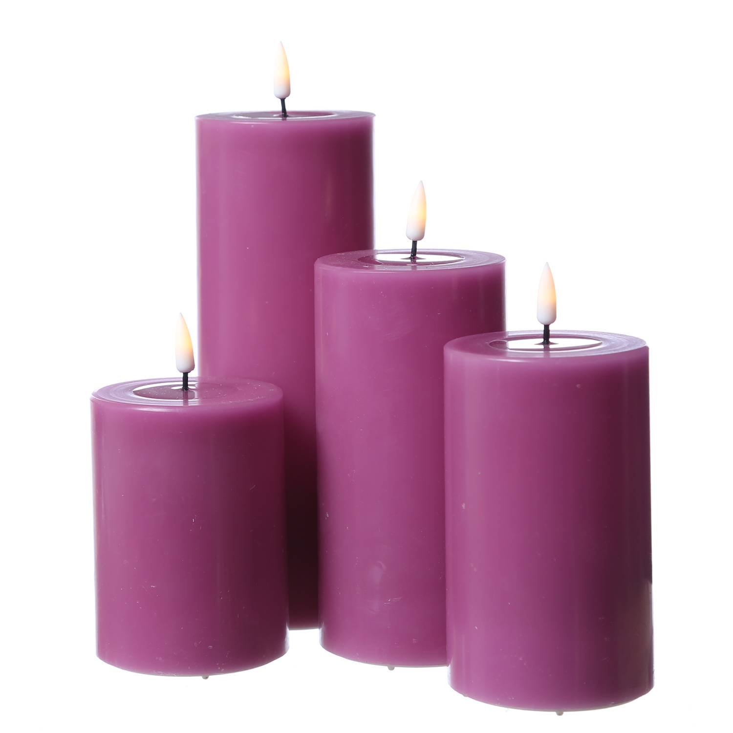 LED Kerze Mia Deluxe Homeart Echtwachs flackernd H: 15cm D: 7,5cm malve