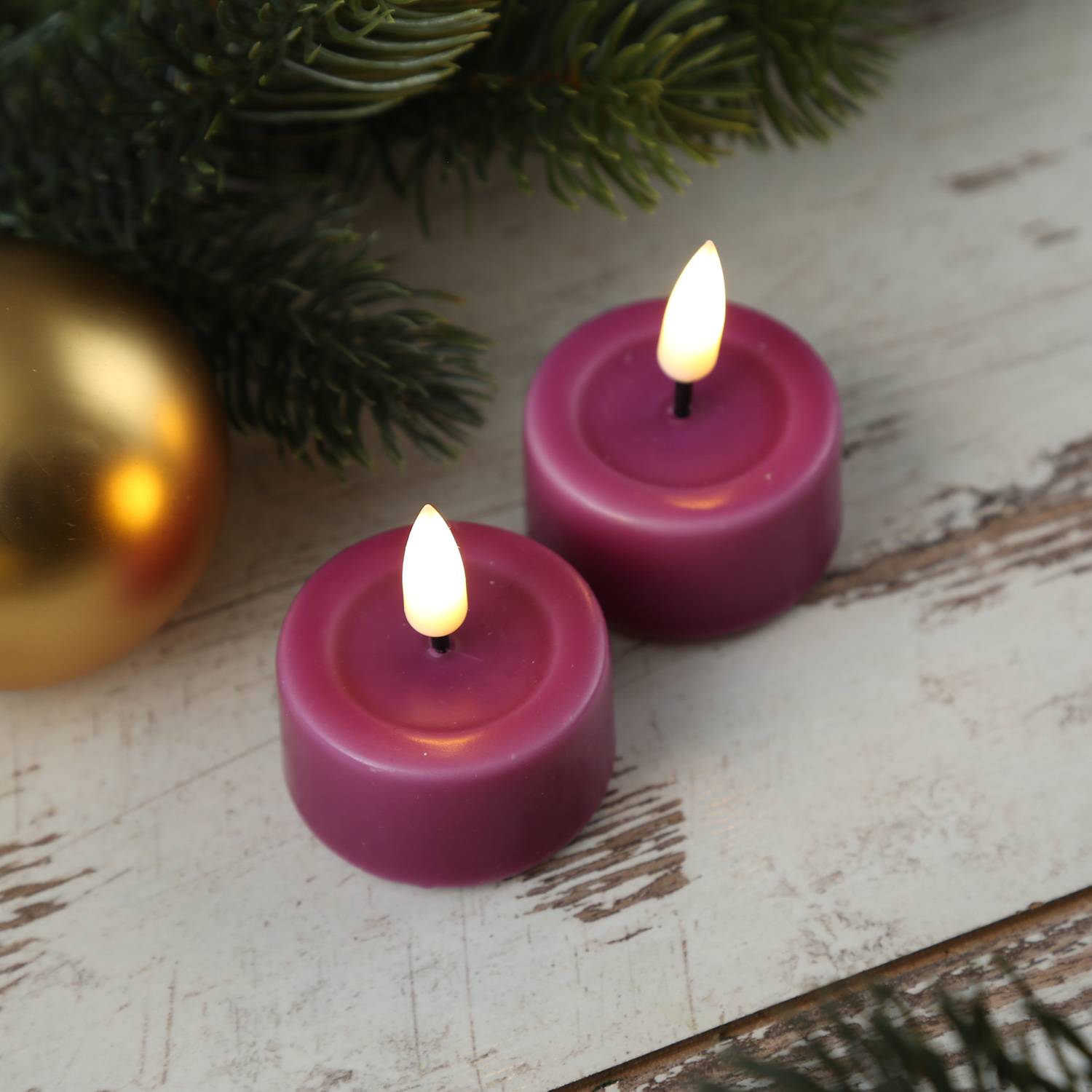 LED Teelicht Mia Deluxe Homeart flackernd inkl. Batterien D: 4,1cm malve 2St.