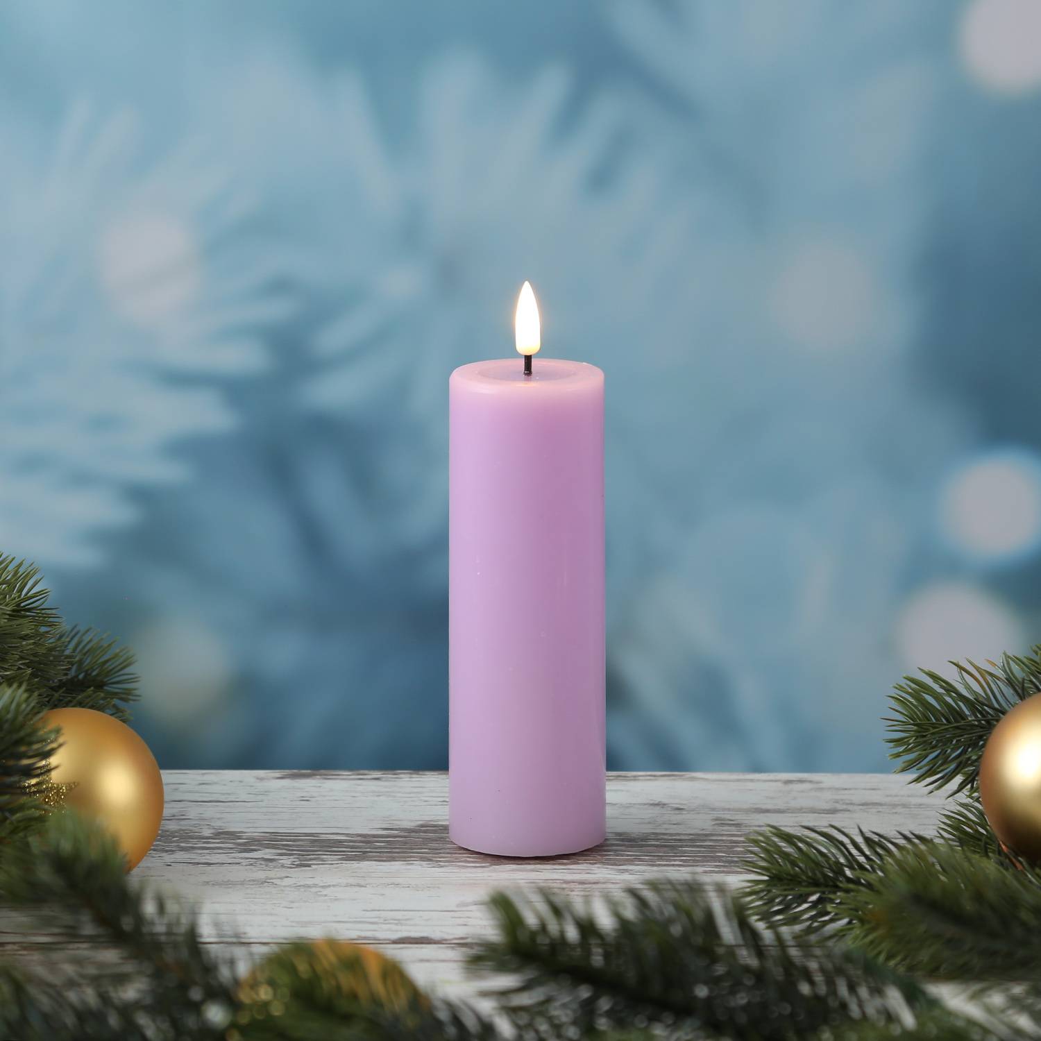 LED Kerze Mia Deluxe Homeart Echtwachs flackernd H: 15cm D: 5cm lavendel