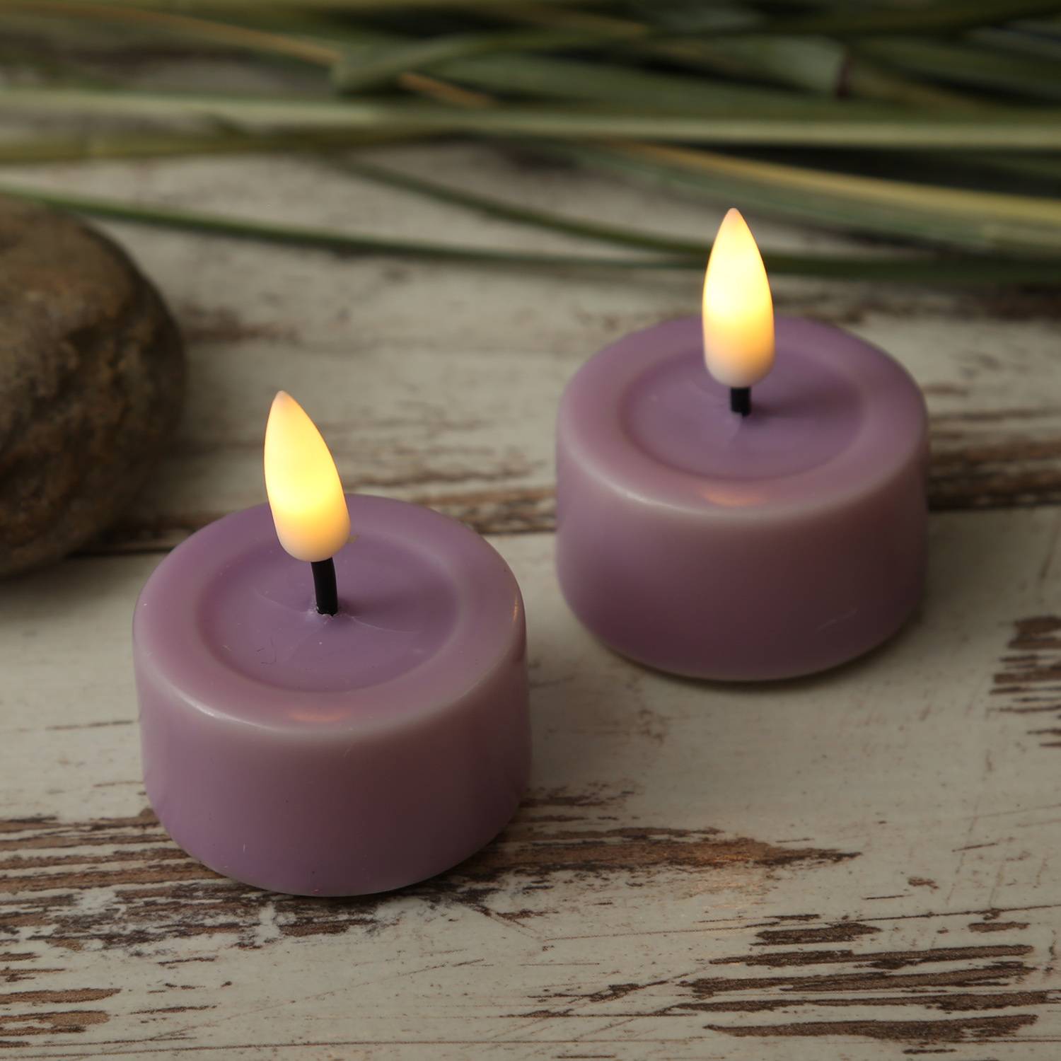 LED Teelicht Mia Deluxe Homeart flackernd inkl. Batterien D: 4,1cm lavendel 2St.
