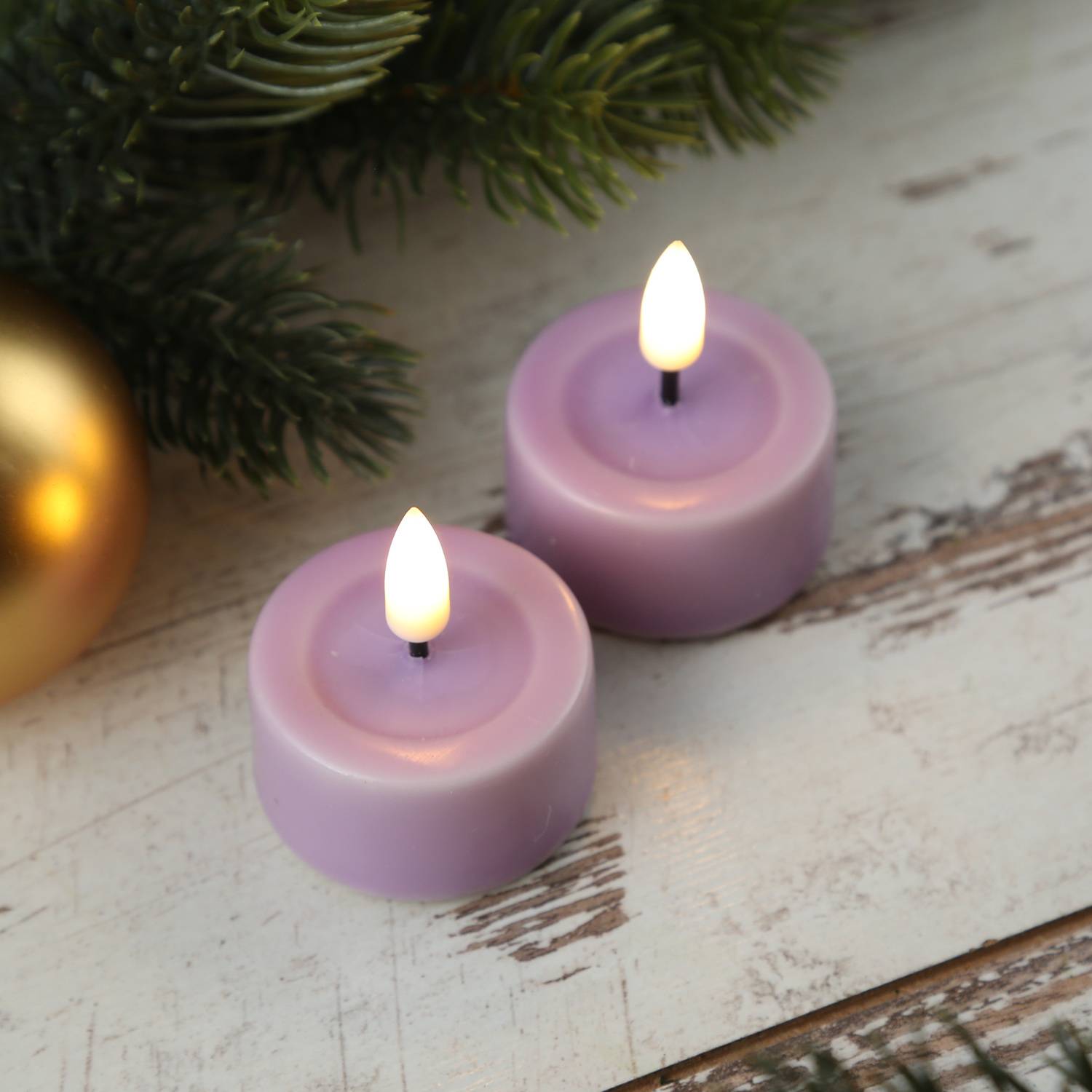 LED Teelicht Mia Deluxe Homeart flackernd inkl. Batterien D: 4,1cm lavendel 2St.