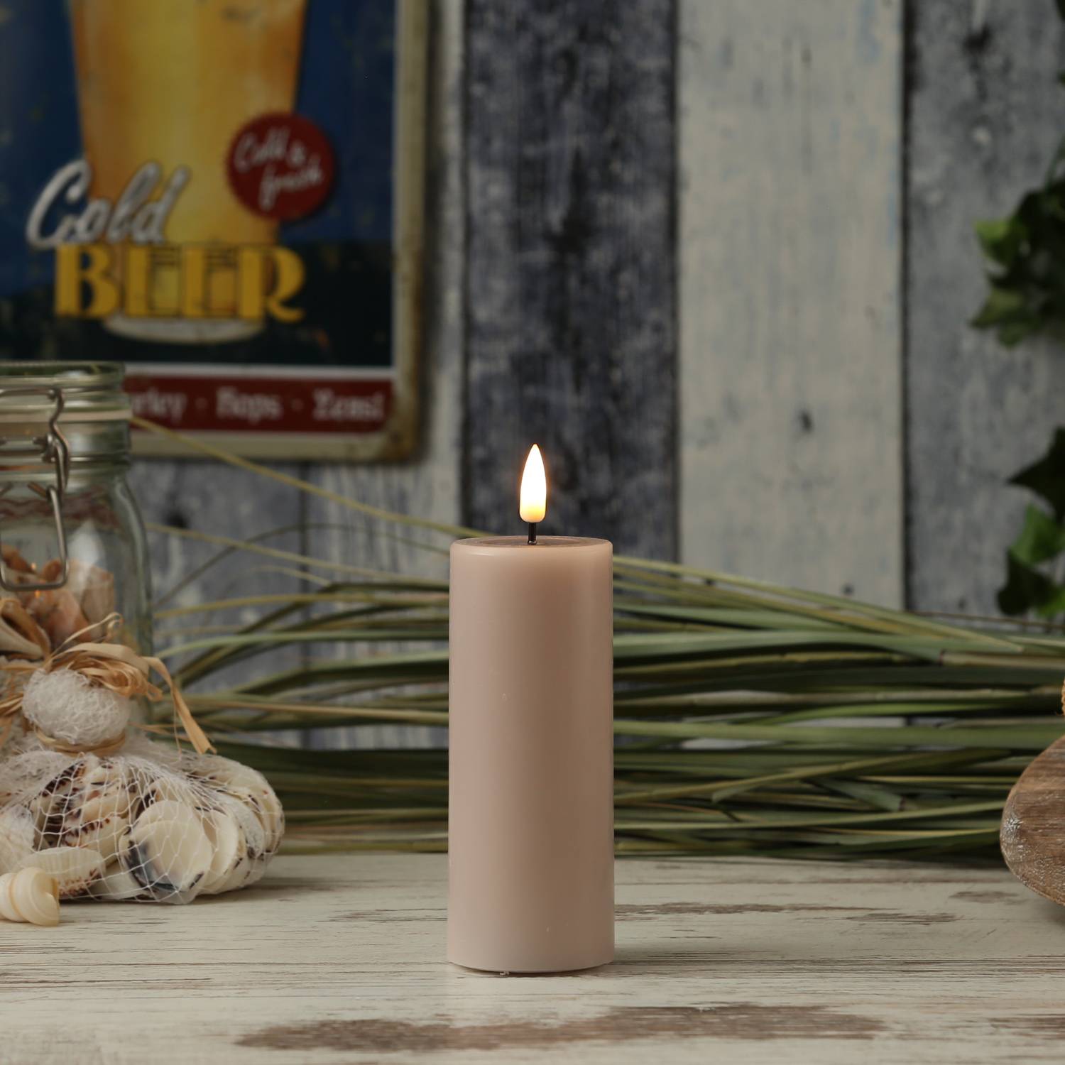 LED Kerze Mia Deluxe Homeart Echtwachs flackernd H: 12,5cm D: 5cm altrosa