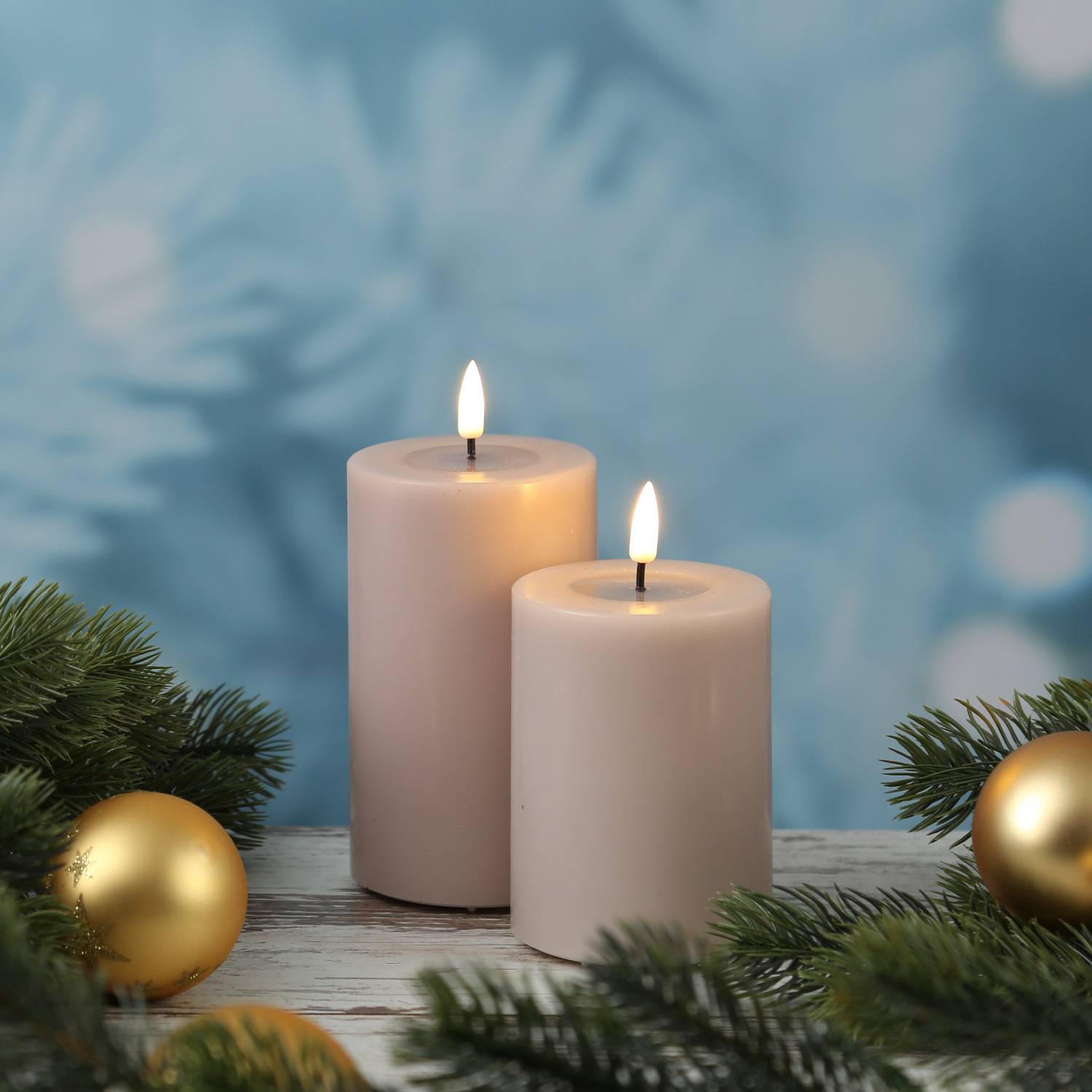 LED Kerze Mia Deluxe Homeart Echtwachs flackernd H: 10cm D: 7,5cm altrosa