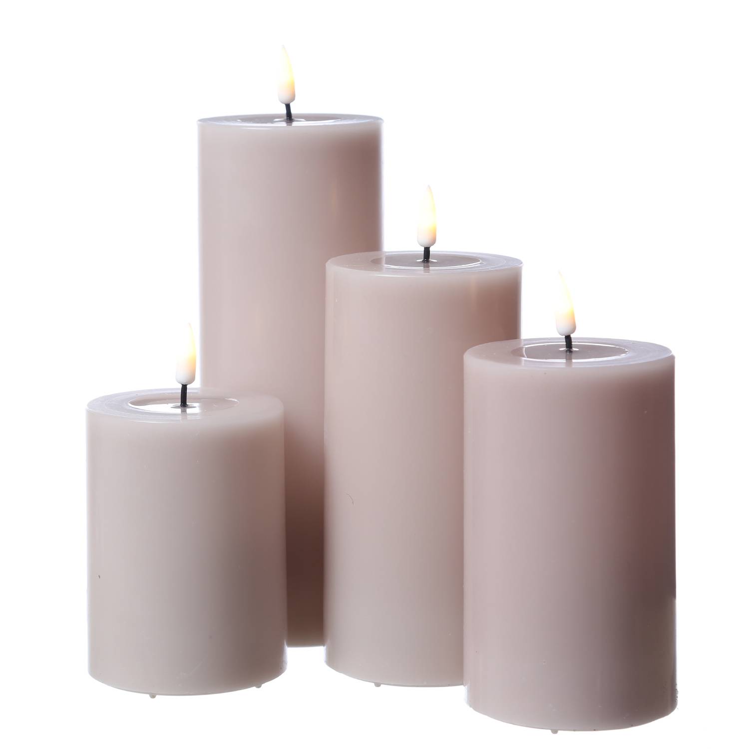 LED Kerze Mia Deluxe Homeart Echtwachs flackernd H: 10cm D: 7,5cm altrosa