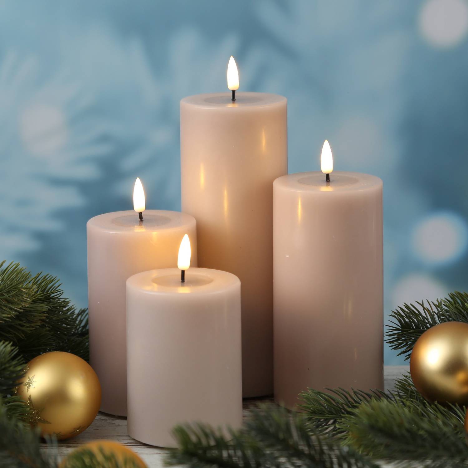 LED Kerze Mia Deluxe Homeart Echtwachs flackernd H: 10cm D: 7,5cm altrosa