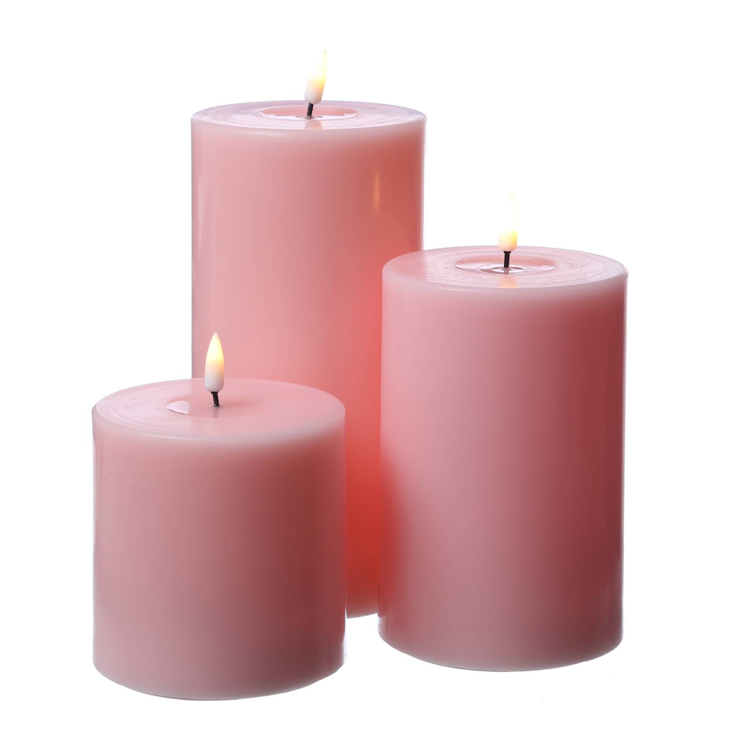 LED Kerze Mia Deluxe Homeart Echtwachs flackernde Flamme H: 20cm D: 10cm rosa