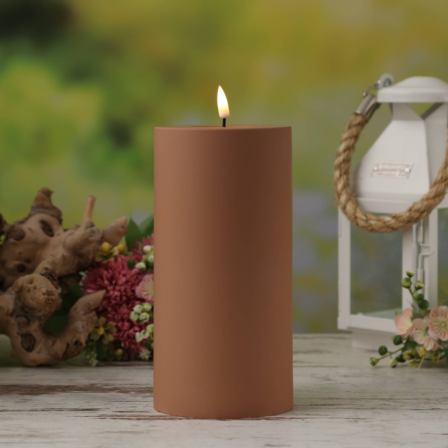 LED Kerze MIA Deluxe Homeart outdoor flackernd H: 20cm D: 10cm karamell