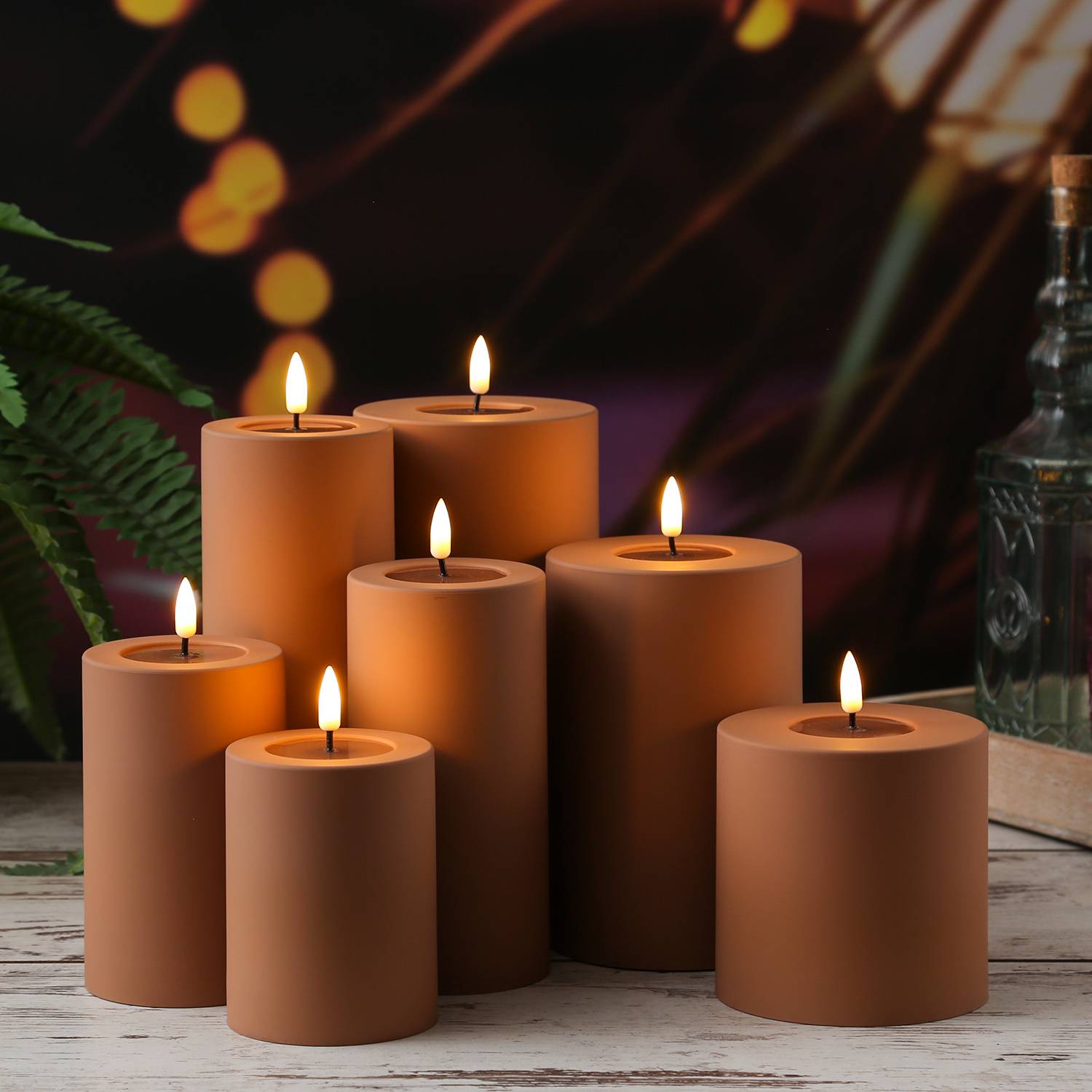 LED Kerze MIA Deluxe Homeart outdoor flackernd H: 10cm D: 10cm karamell
