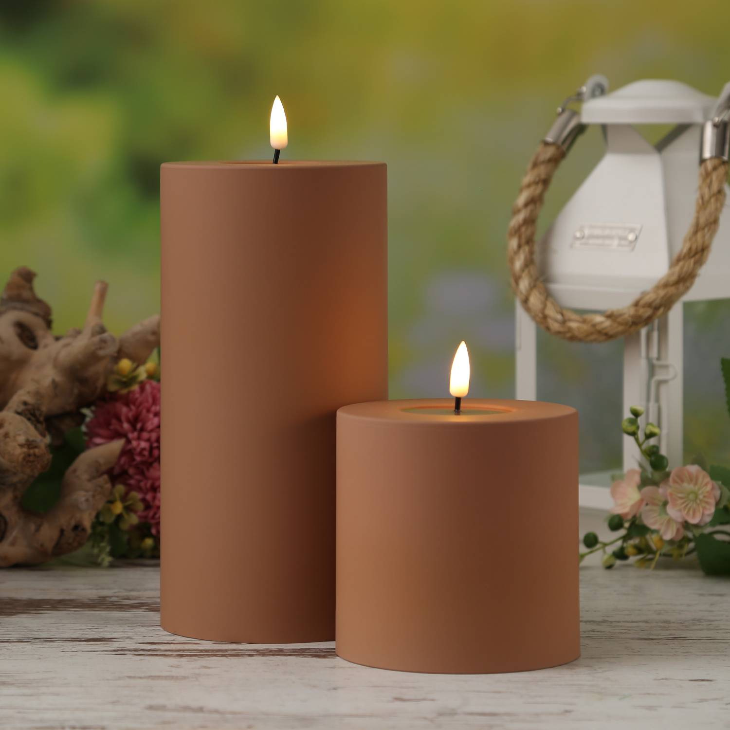 LED Kerze MIA Deluxe Homeart outdoor flackernd H: 20cm D: 10cm karamell