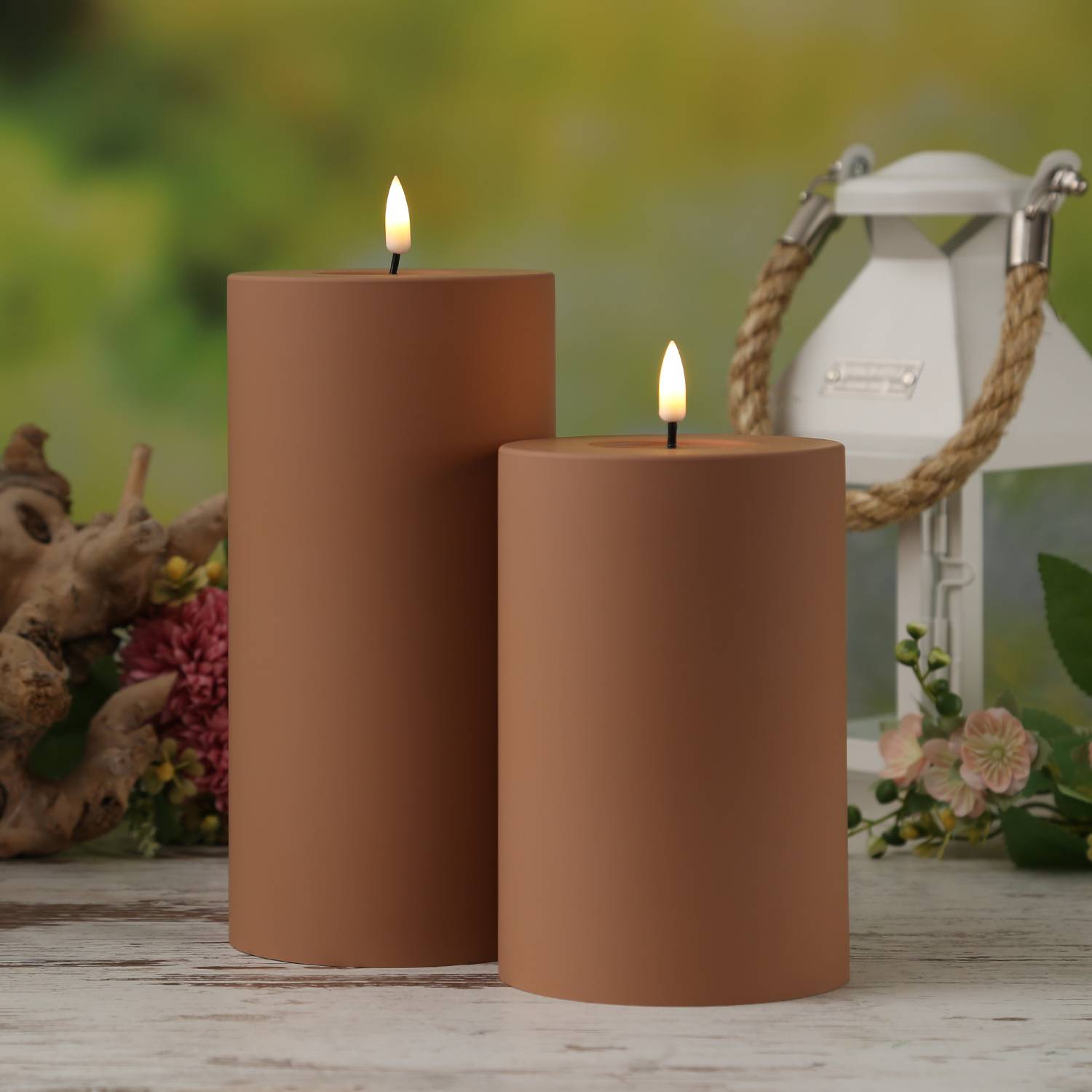 LED Kerze MIA Deluxe Homeart outdoor flackernd H: 20cm D: 10cm karamell