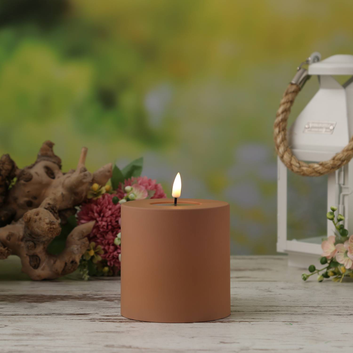 LED Kerze MIA Deluxe Homeart outdoor flackernd H: 10cm D: 10cm karamell