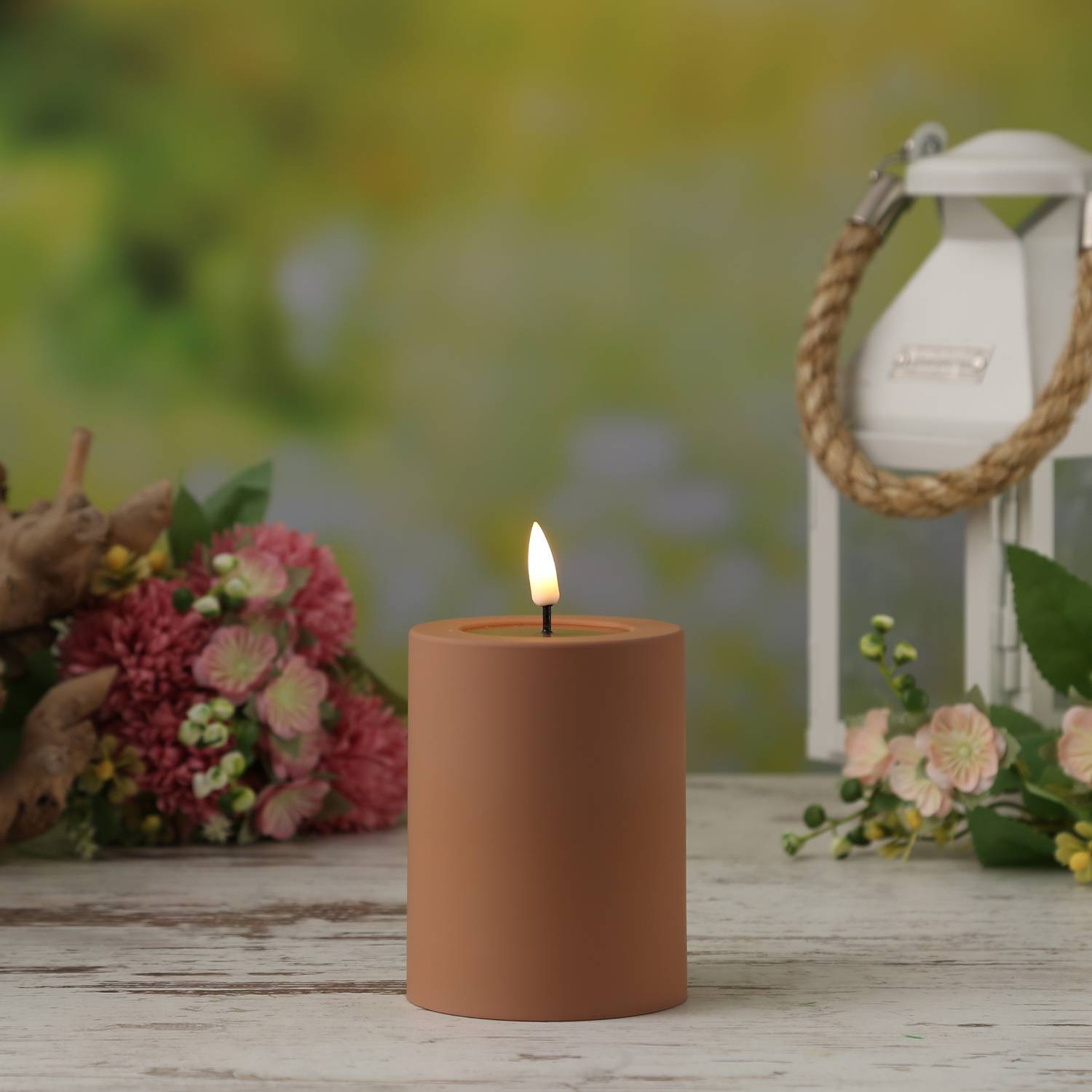 LED Kerze MIA Deluxe Homeart outdoor flackernd H: 10cm D: 7,5cm karamell