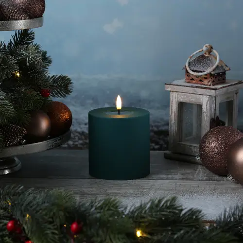 LED Kerze MIA Deluxe Homeart outdoor 3D Flamme flackernd H: 10cm D: 10cm grün LED Kerze MIA Deluxe Homeart outdoor 3D Flamme flackernd H: 10cm D: 10cm grün