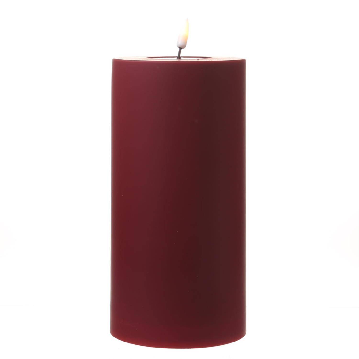 LED Kerze MIA Deluxe Homeart outdoor 3D Flamme flackernd H: 20cm D: 10cm rot