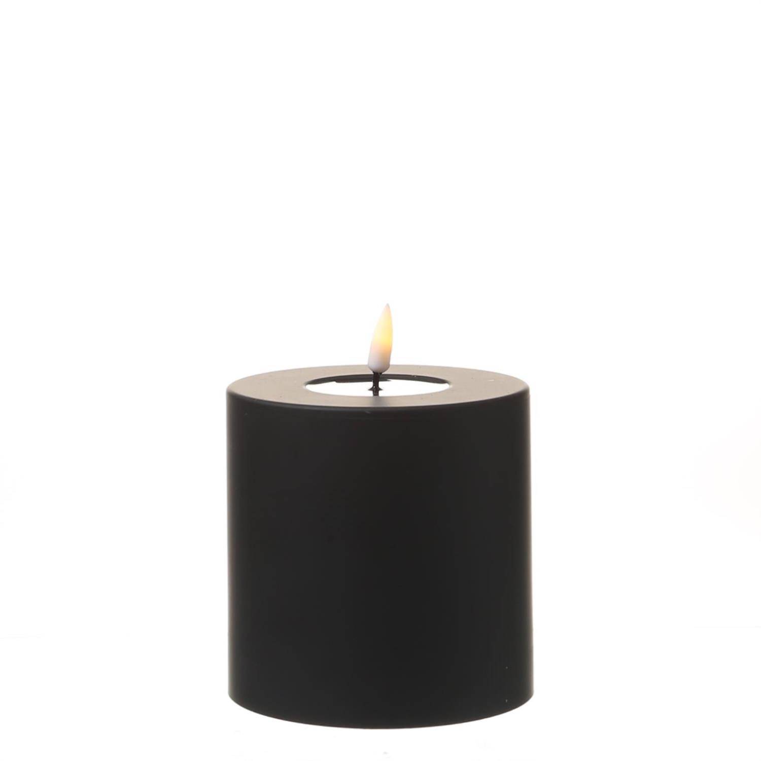 LED Kerze MIA Deluxe Homeart outdoor 3D Flamme flackernd H: 10cm D: 10cm schwarz