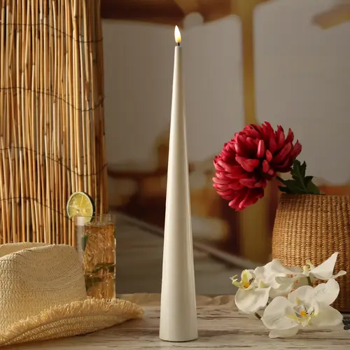 LED Kegelkerze Lea Deluxe Homeart Lack Kegelform 3D Flamme flackernd 38cm weiß LED Kegelkerze Lea Deluxe Homeart Lack Kegelform 3D Flamme flackernd 38cm weiß