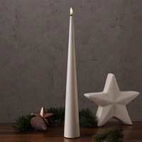 LED Kegelkerze Lea Deluxe Homeart Lack Kegelform 3D Flamme flackernd 38cm weiß LED Kegelkerze Lea Deluxe Homeart Lack Kegelform 3D Flamme flackernd 38cm weiß