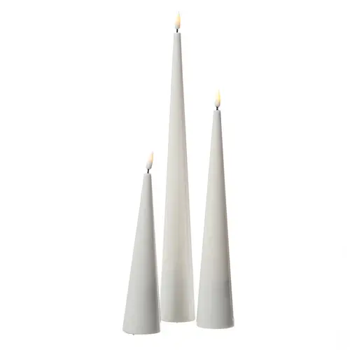 LED Kegelkerze Lea Deluxe Homeart Lack Kegelform 3D Flamme flackernd 38cm weiß LED Kegelkerze Lea Deluxe Homeart Lack Kegelform 3D Flamme flackernd 38cm weiß