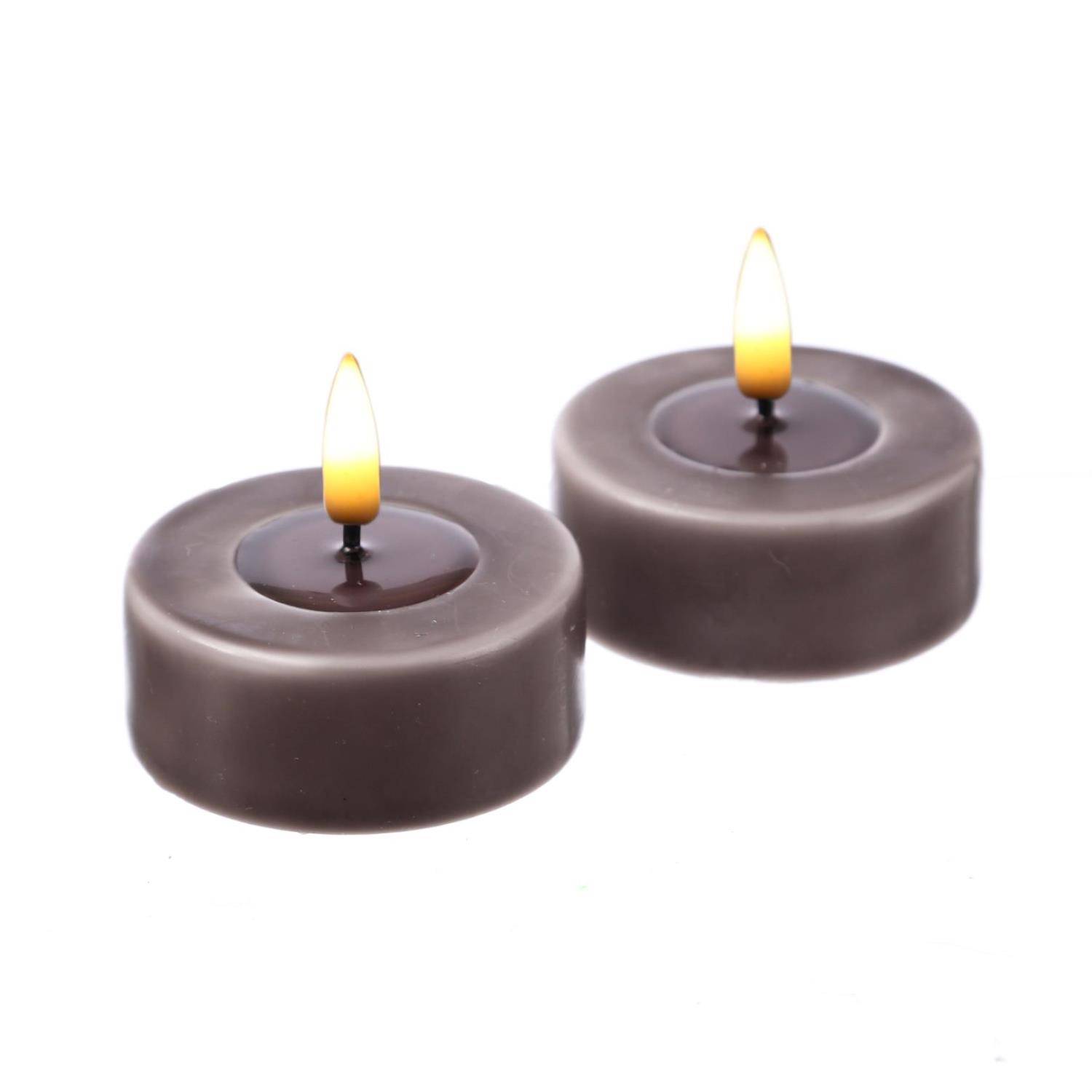 LED Maxi Teelichter Mia Deluxe Homeart Echtwachs D:6,1cm mokka braun 2 Stück