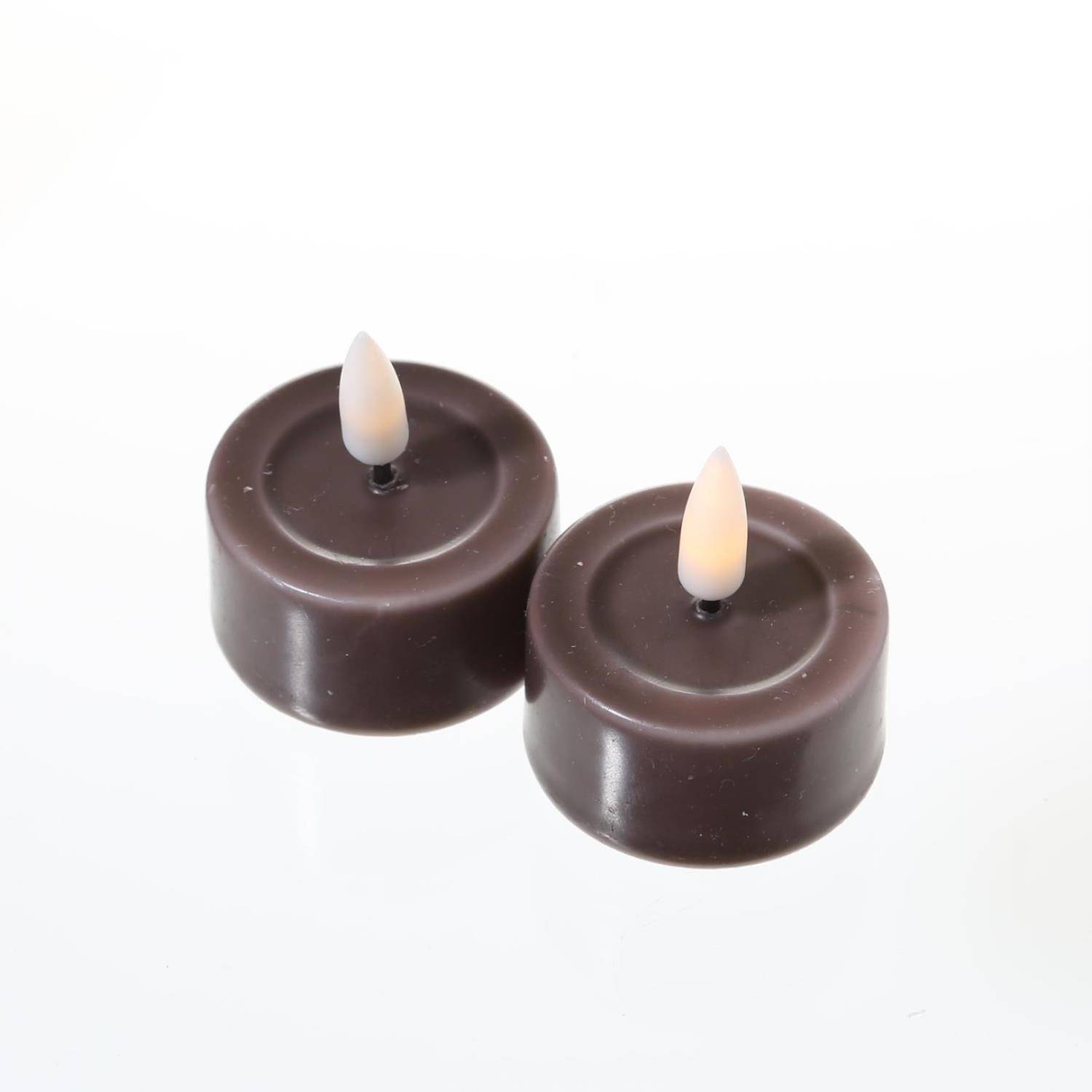 LED Teelicht Mia Deluxe Homeart flackernd mit Batterien D: 4,1cm mokkafarben 2St