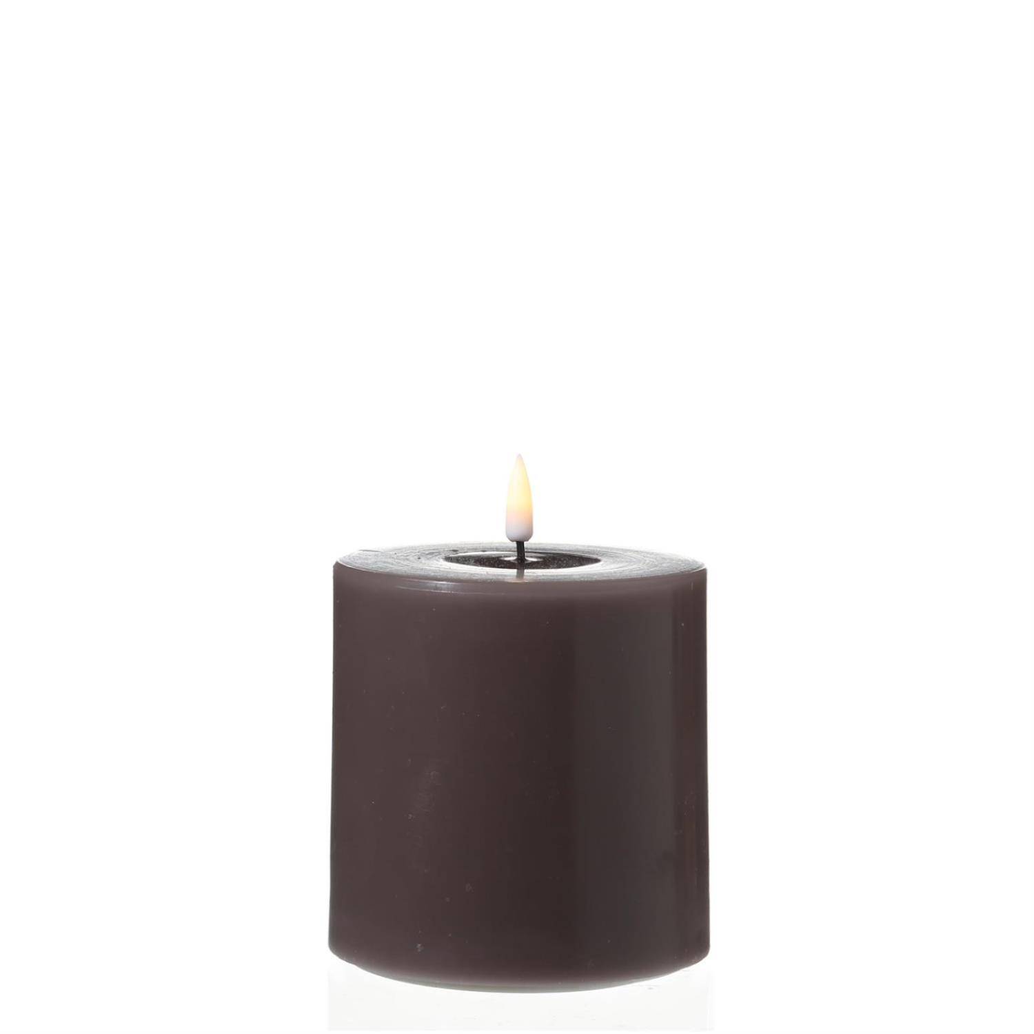 LED Kerze Mia Deluxe Homeart Echtwachs 3D Flamme flackernd H: 10cm D: 10cm mokka