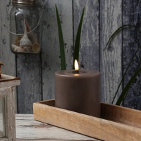 LED Kerze Mia Deluxe Homeart Echtwachs 3D Flamme flackernd H: 10cm D: 10cm mokka LED Kerze Mia Deluxe Homeart Echtwachs 3D Flamme flackernd H: 10cm D: 10cm mokka