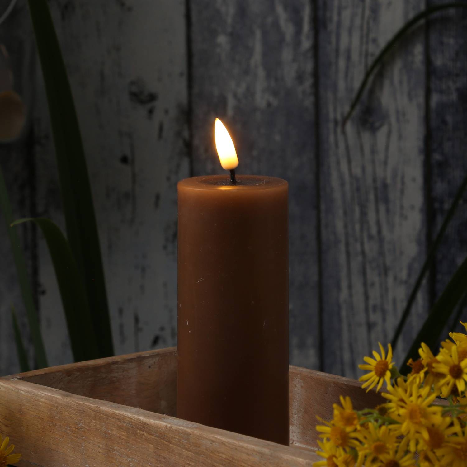 LED Kerze Mia Deluxe Homeart Echtwachs flackernd H: 12,5cm D: 5cm karamell