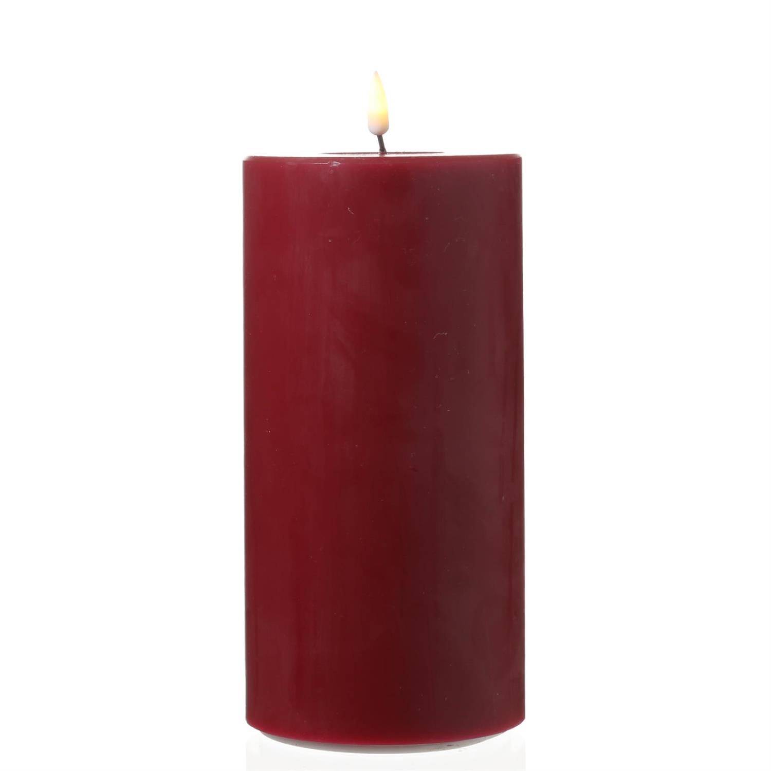 LED Kerze Mia Deluxe Homeart Echtwachs flackernde Flamme H: 20cm D: 10cm rot