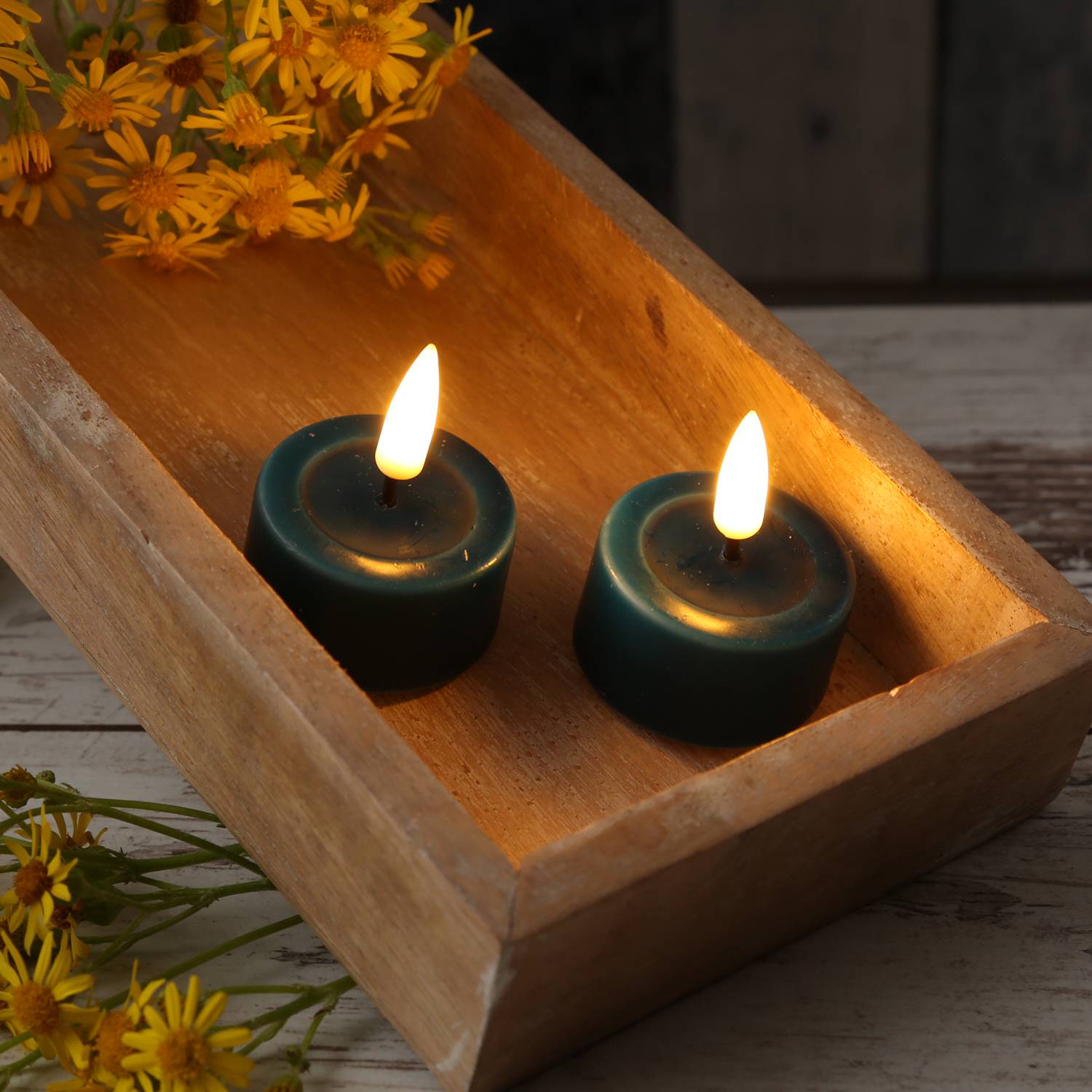 LED Teelichter Mia Deluxe Homeart flackernd inkl. Batterien D: 4,1cm petrol 2St