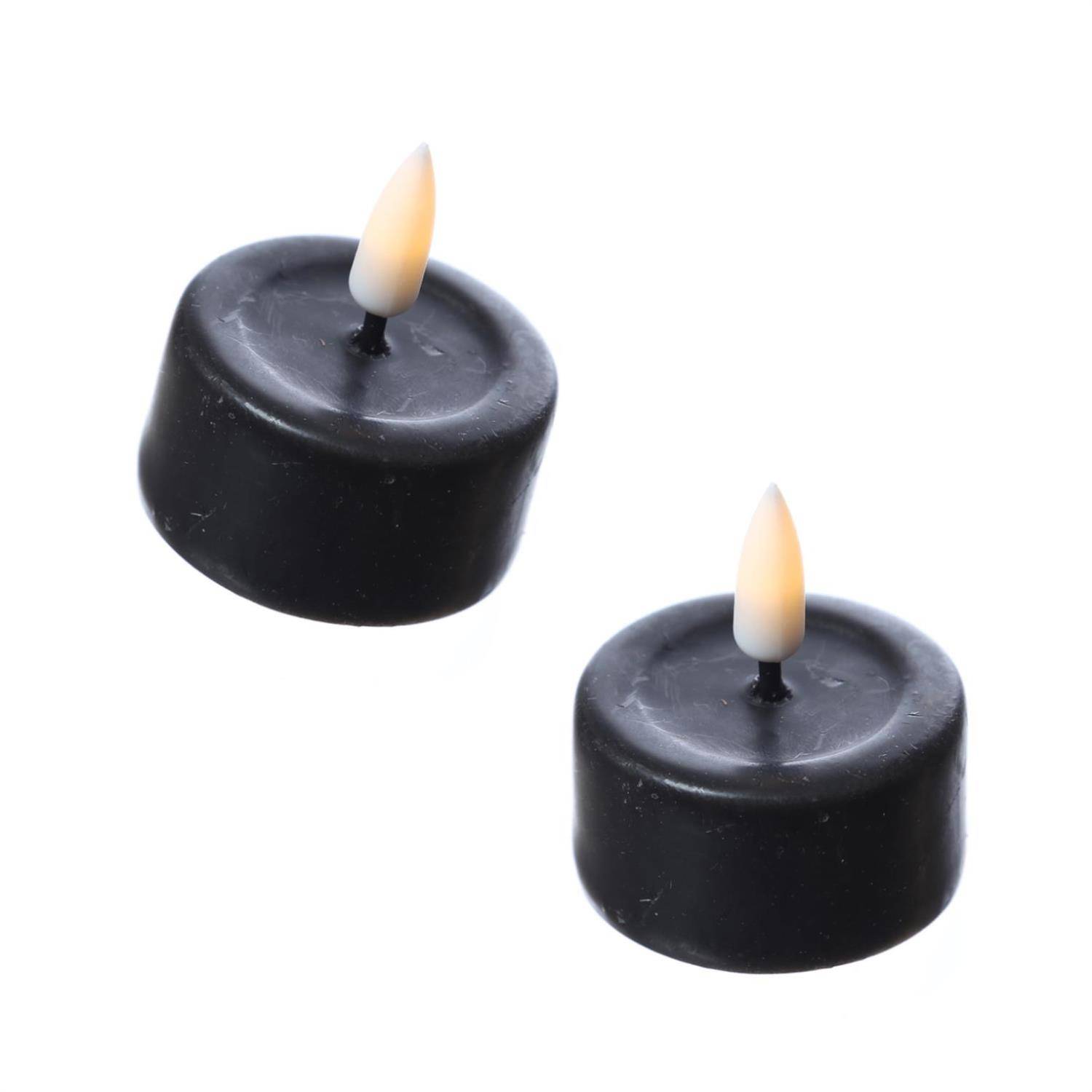 LED Teelichter Mia Deluxe Homeart flackernd mit Batterien D: 4,1cm schwarz 2St.