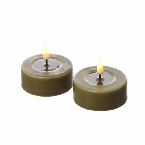 LED Maxi Teelichter Mia Deluxe Homeart flackernd Echtwachs D: 6,1cm olivgrün 2St LED Maxi Teelichter Mia Deluxe Homeart flackernd Echtwachs D: 6,1cm olivgrün 2St