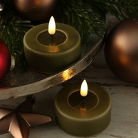 LED Maxi Teelichter Mia Deluxe Homeart flackernd Echtwachs D: 6,1cm olivgrün 2St LED Maxi Teelichter Mia Deluxe Homeart flackernd Echtwachs D: 6,1cm olivgrün 2St