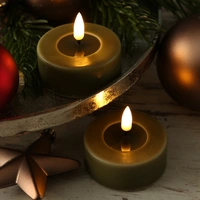 LED Maxi Teelichter Mia Deluxe Homeart flackernd Echtwachs D: 6,1cm olivgrün 2St LED Maxi Teelichter Mia Deluxe Homeart flackernd Echtwachs D: 6,1cm olivgrün 2St