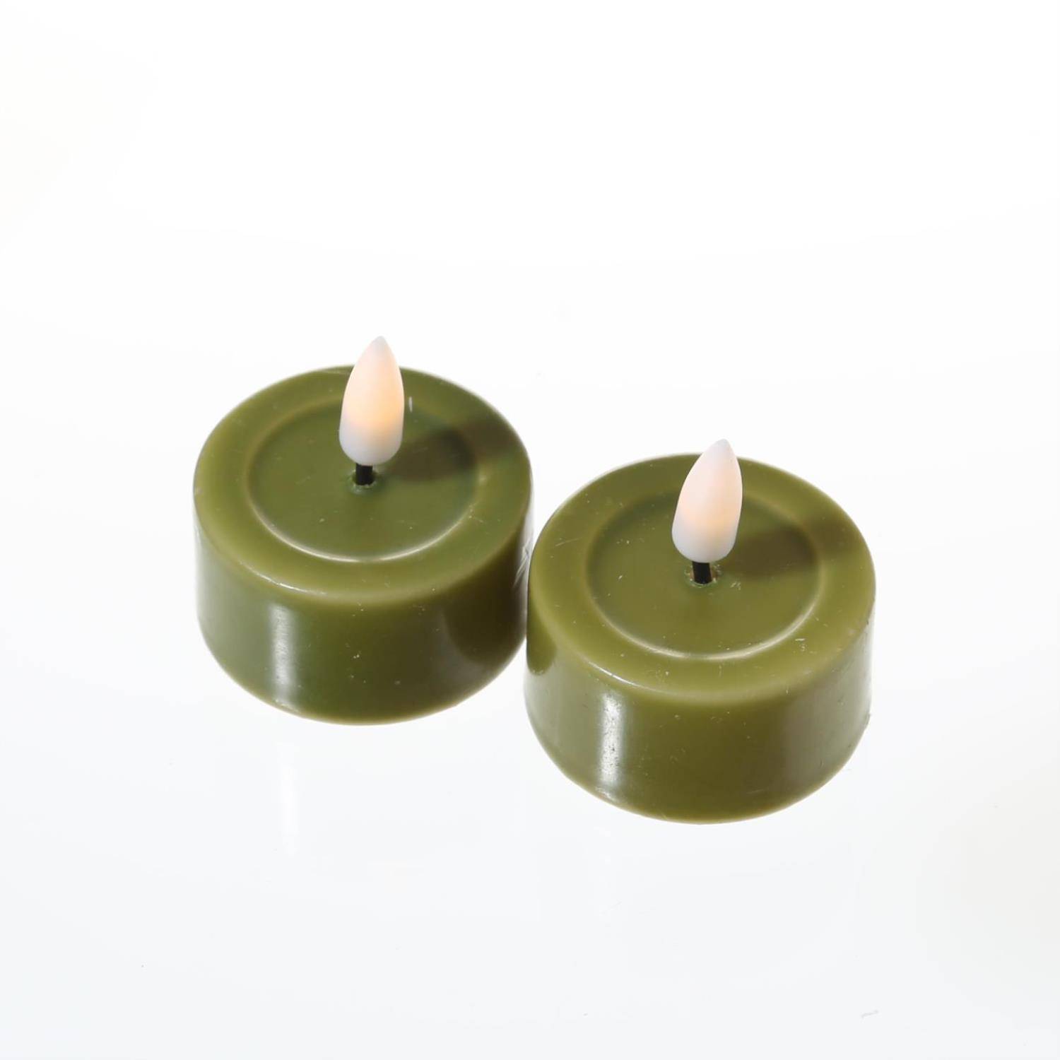 LED Teelichter Mia Deluxe Homeart flackernd mit Batterien D:4,1cm olivgrün 2St