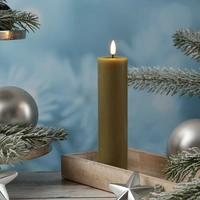 LED Kerze Mia Deluxe Homeart Echtwachs flackernde Flamme H: 20cm D: 5cm olivgrün LED Kerze Mia Deluxe Homeart Echtwachs flackernde Flamme H: 20cm D: 5cm olivgrün