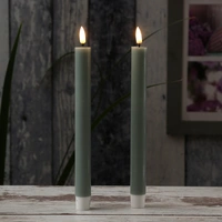 LED Stabkerzen Mia Deluxe Homeart Tafelkerzen Echtwachs 24cm salbeigrün 2Stk LED Stabkerzen Mia Deluxe Homeart Tafelkerzen Echtwachs 24cm salbeigrün 2Stk