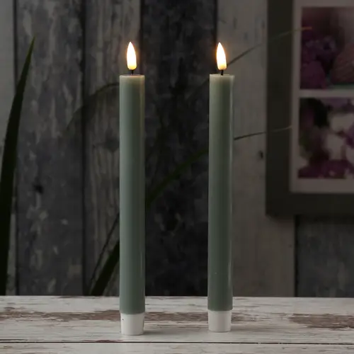 LED Stabkerzen Mia Deluxe Homeart Tafelkerzen Echtwachs 24cm salbeigrün 2Stk LED Stabkerzen Mia Deluxe Homeart Tafelkerzen Echtwachs 24cm salbeigrün 2Stk