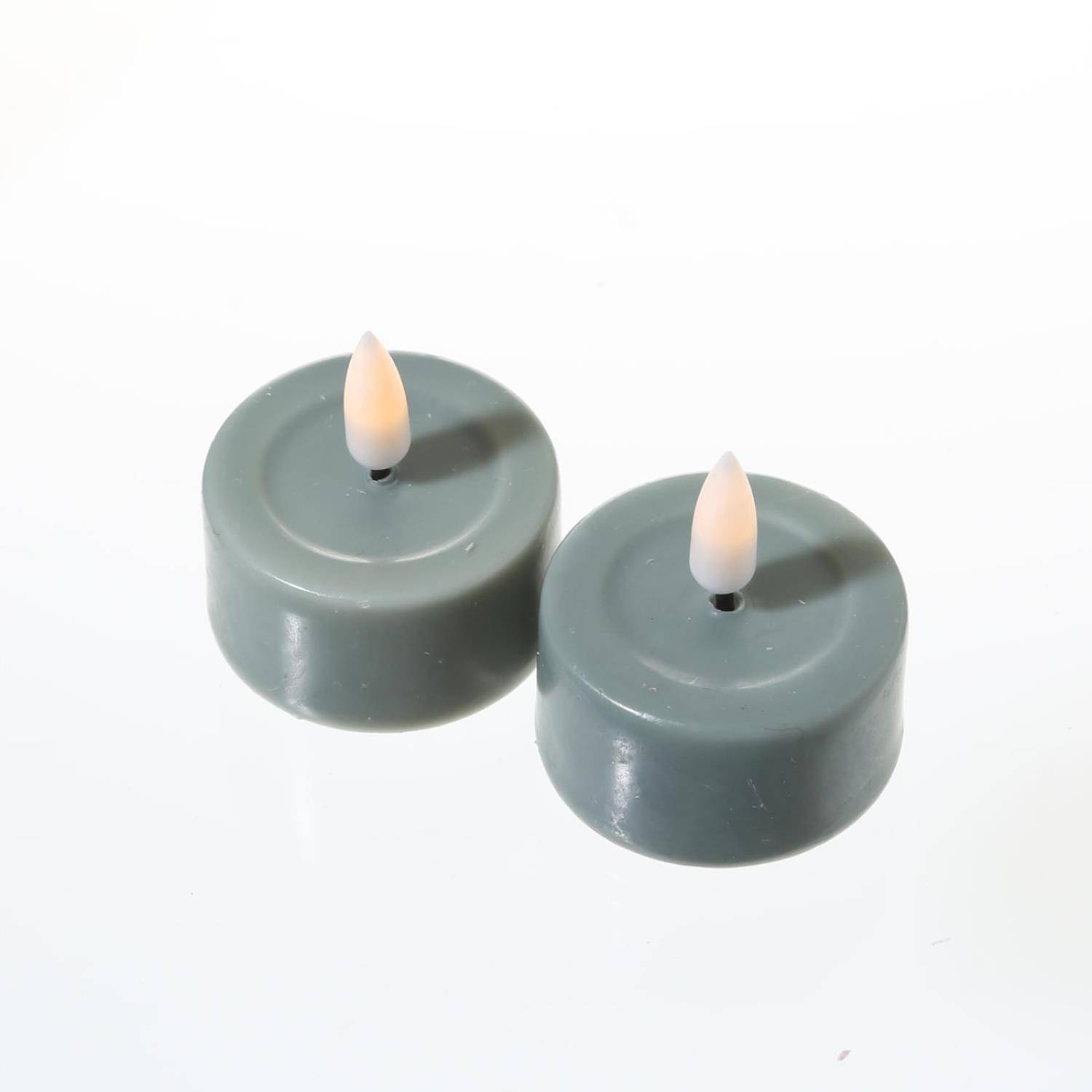 LED Teelichter Mia Deluxe Homeart flackernd mit Batterien D: 4,1cm grün 2St.