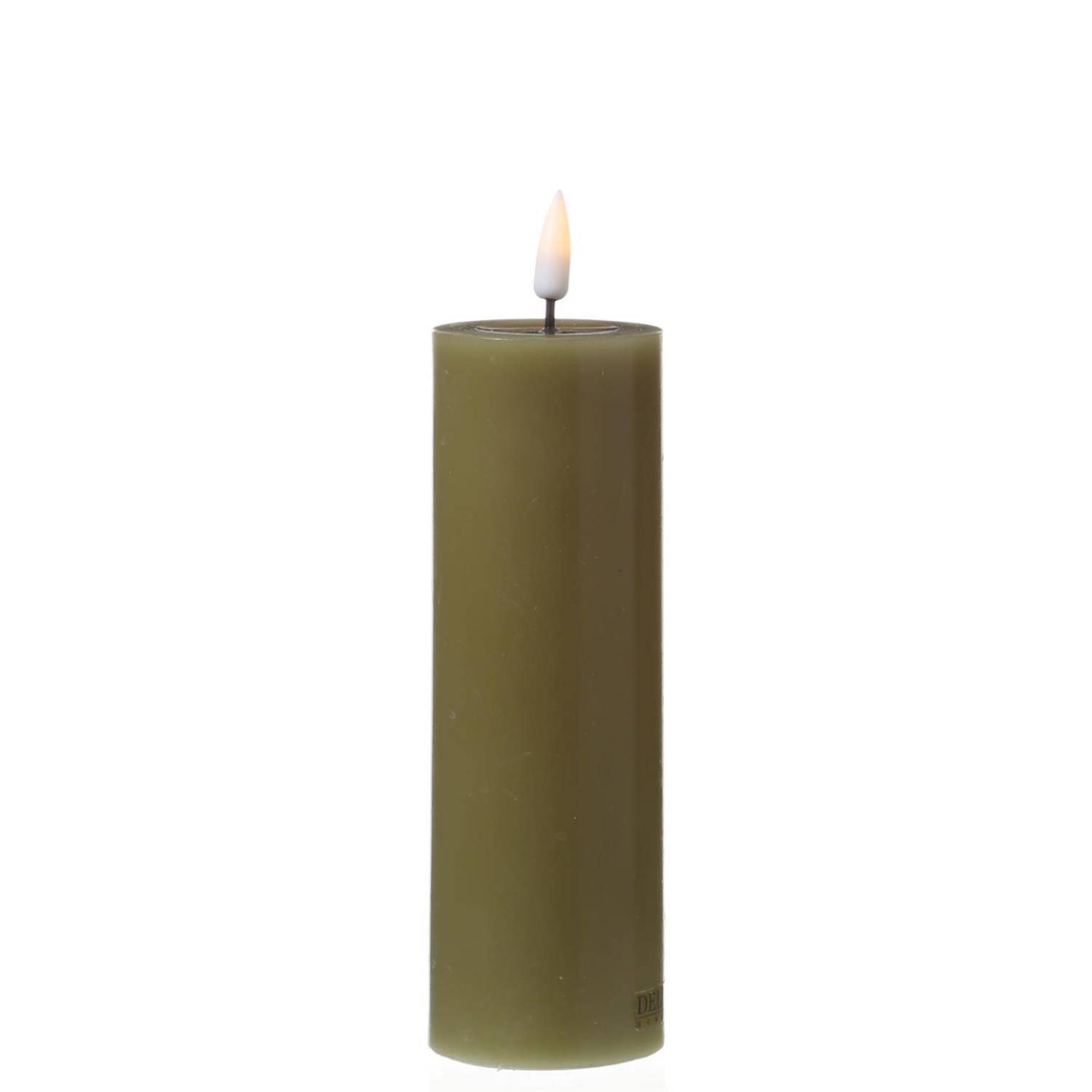 LED Kerze Mia Deluxe Homeart Echtwachs flackernde Flamme H: 15cm D: 5cm olivgrün