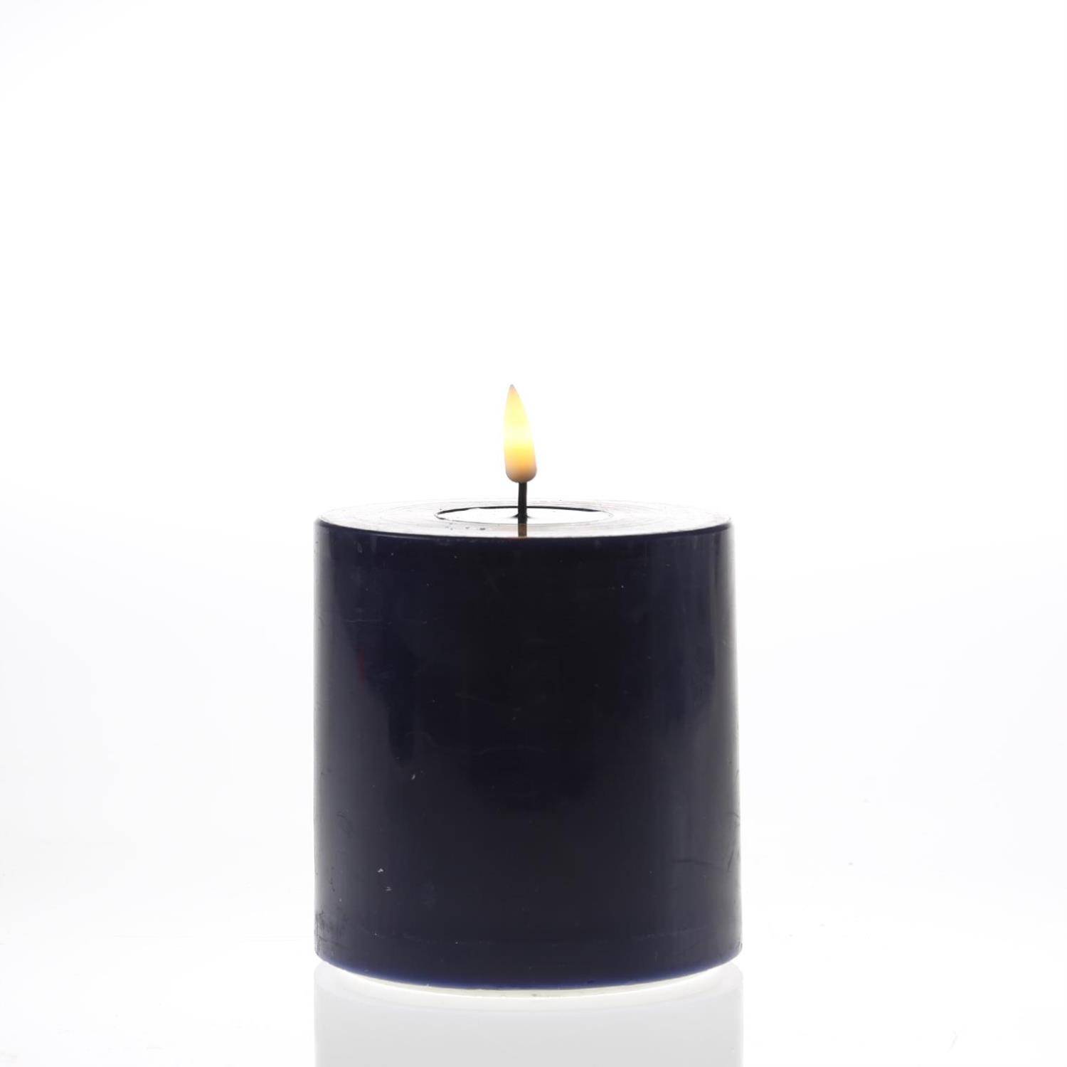 LED Kerze Mia Deluxe Homeart Echtwachs 3D Flamme flackernd H: 10cm D: 10cm blau