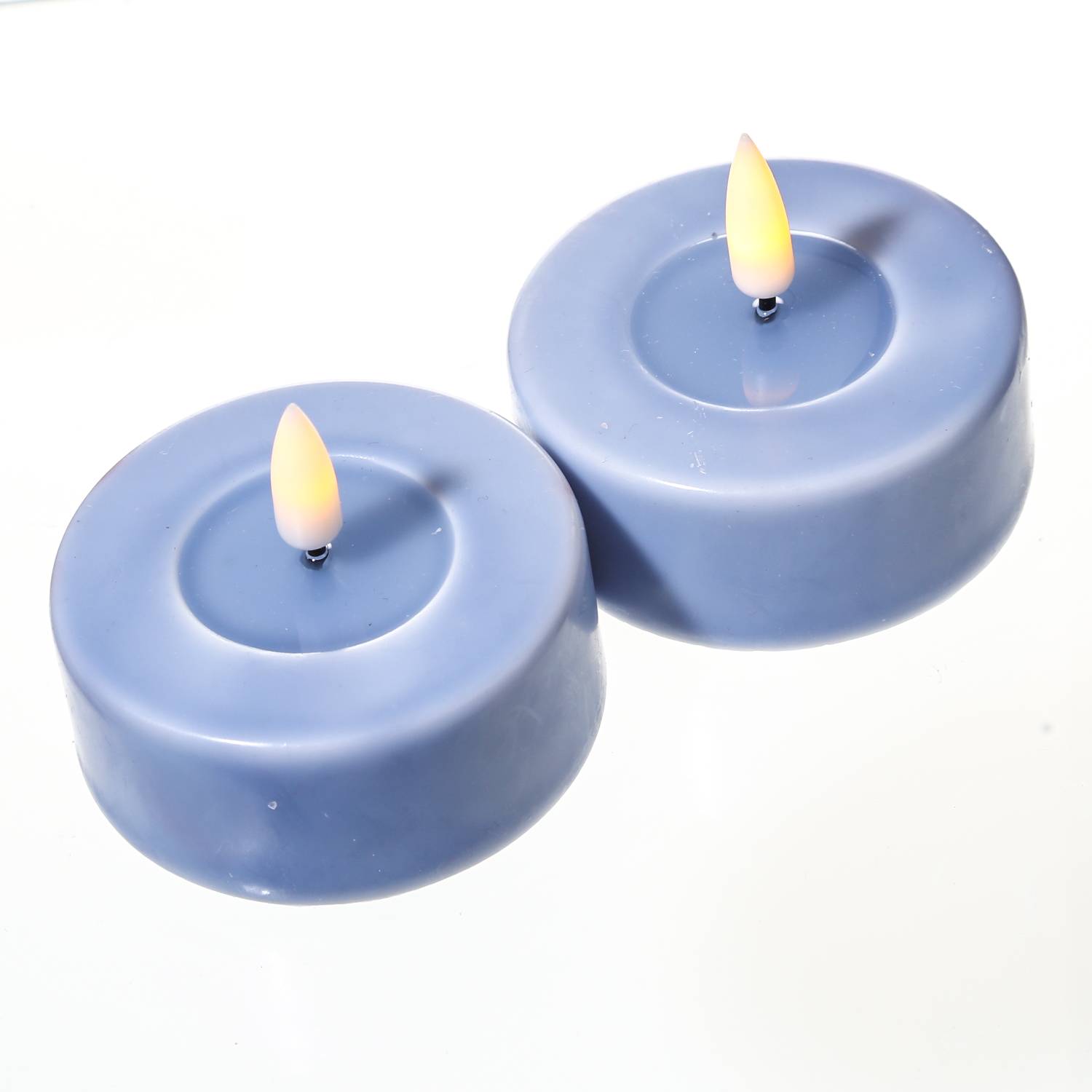 LED Maxi Teelichter Mia Deluxe Homeart flackernd Echtwachs D: 6,1cm blau 2 Stück