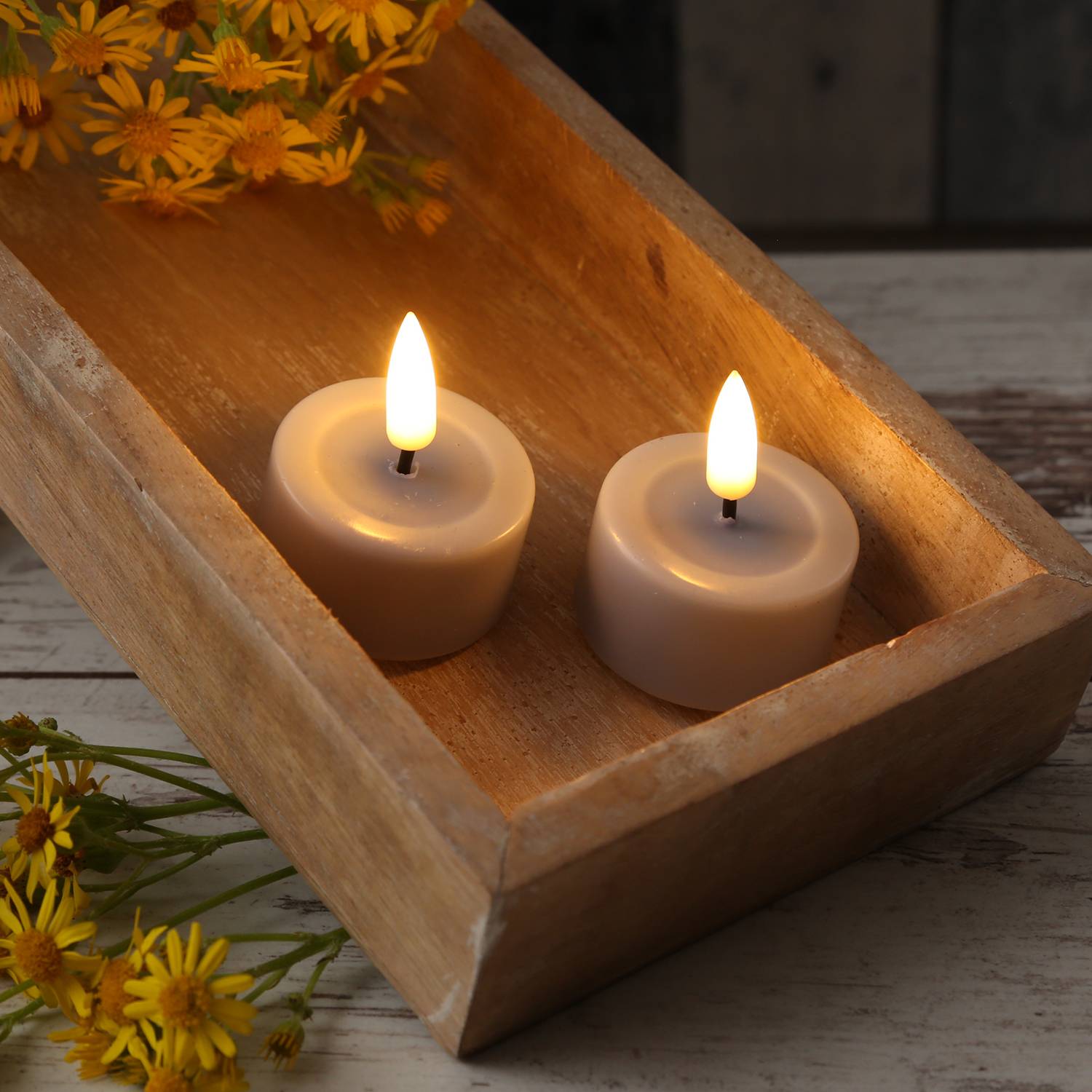 LED Teelichter Mia Deluxe Homeart flackernd mit Batterien D: 4,1cm hellblau 2St.