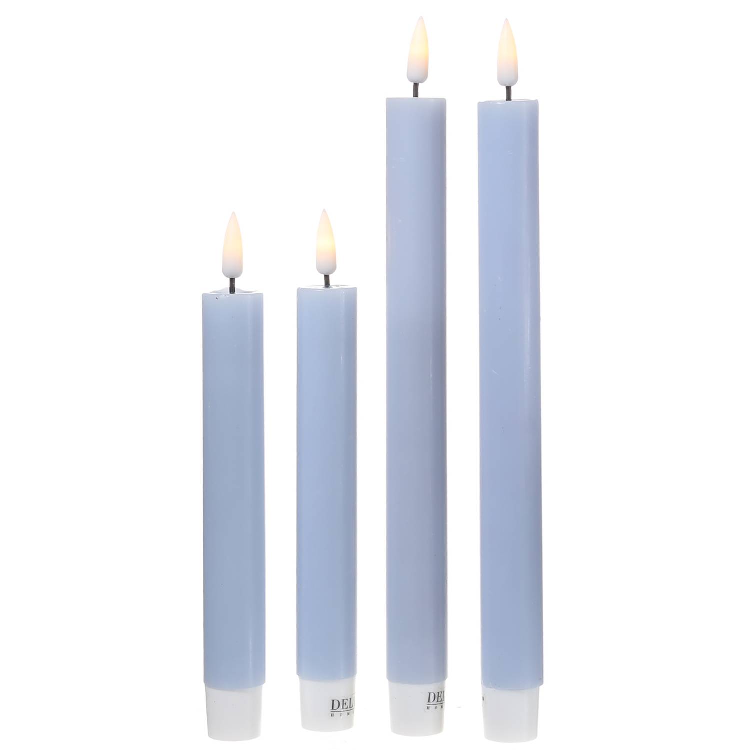 LED Stabkerzen Mia Deluxe Homeart Tafelkerzen Echtwachs 3D Flamme 24cm blau 2Stk